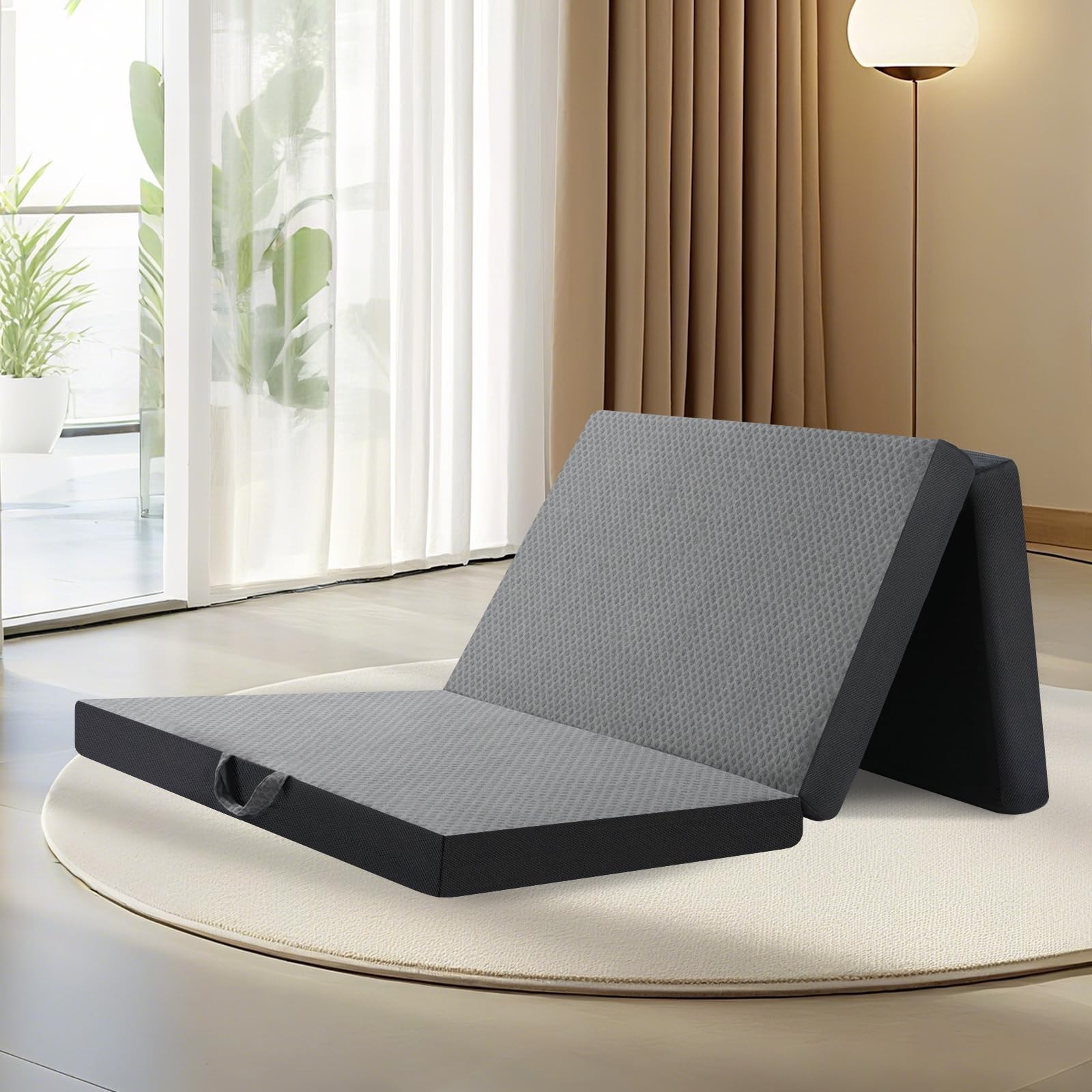 Tri Folding Mattress Twin Size – Memory Foam Tri-fold Handle & Non-Slip Botto…