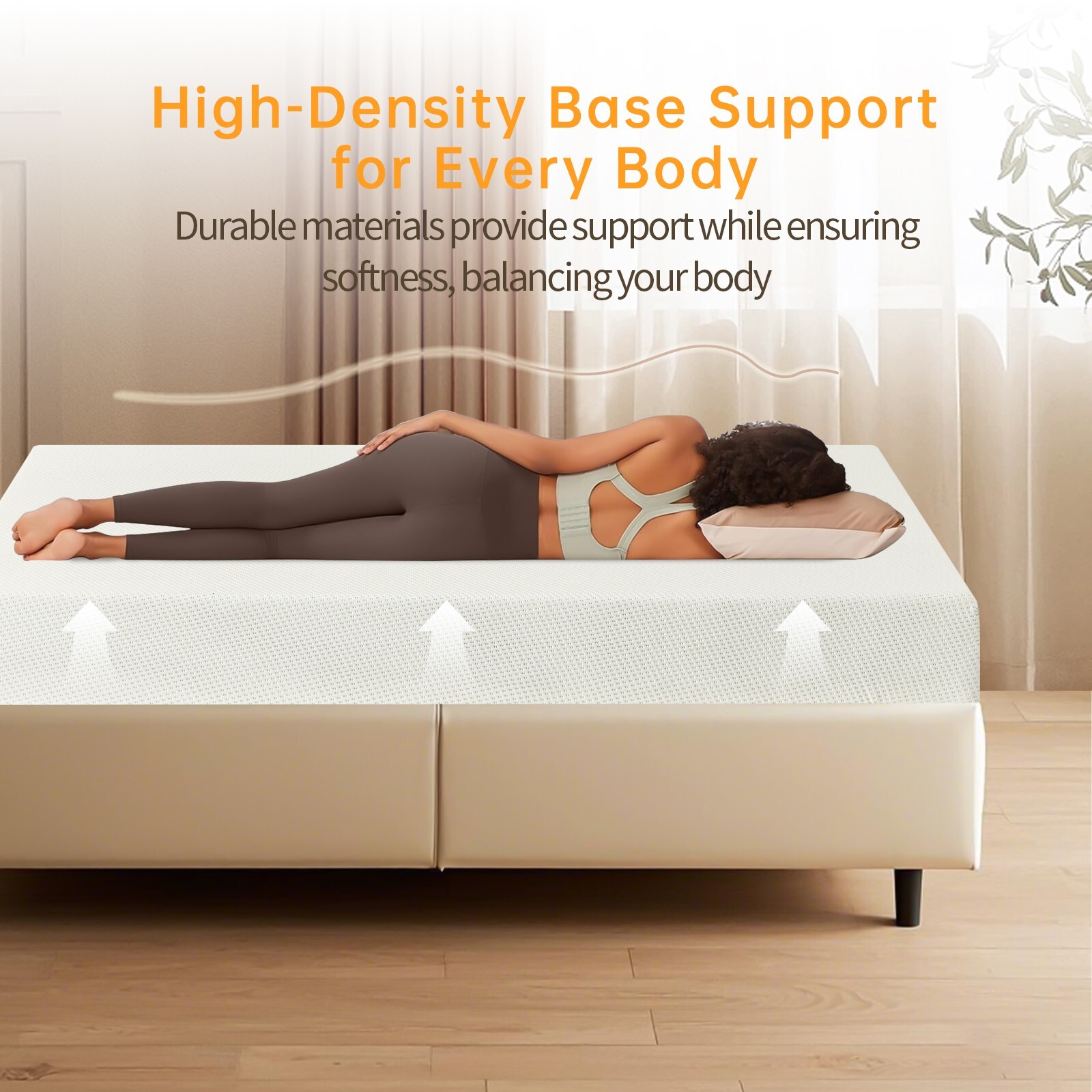 Hbaid 6″ Green Tea Memory Foam Mattress for Kids With Removable Cover, White