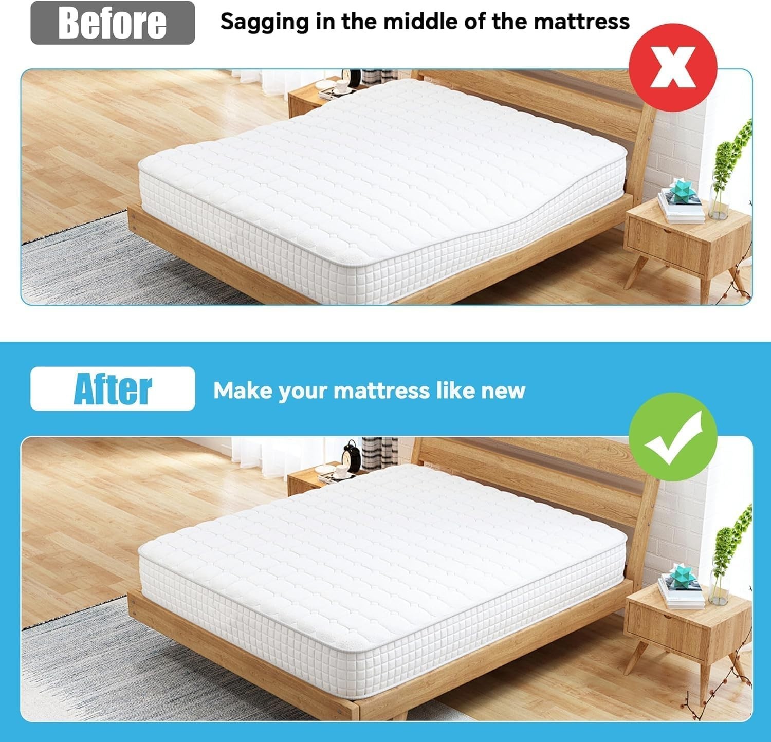 40D Sagging Mattress Support, 60″ L High Density Foam Pad for Under Bed Sinki…