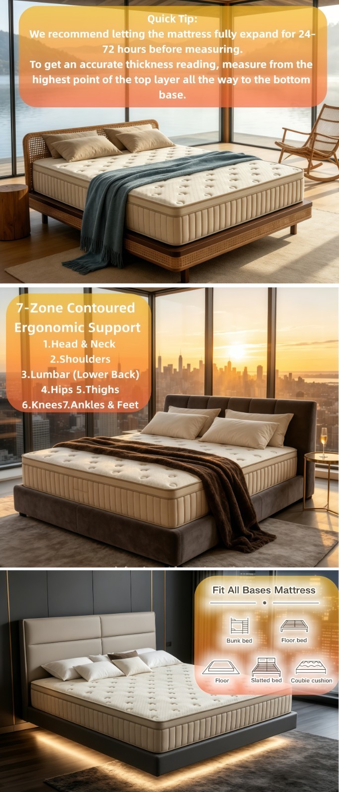 Gel Memory Foam Medium-Firm Mattress, CertiPUR-US, Hybrid Spring Mattress in Box