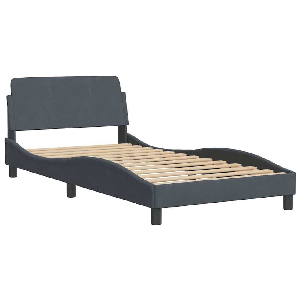 Bed Frame «Dover» Dark Gray 39.4″x79.9″ Twin XL Velvet vidaXL