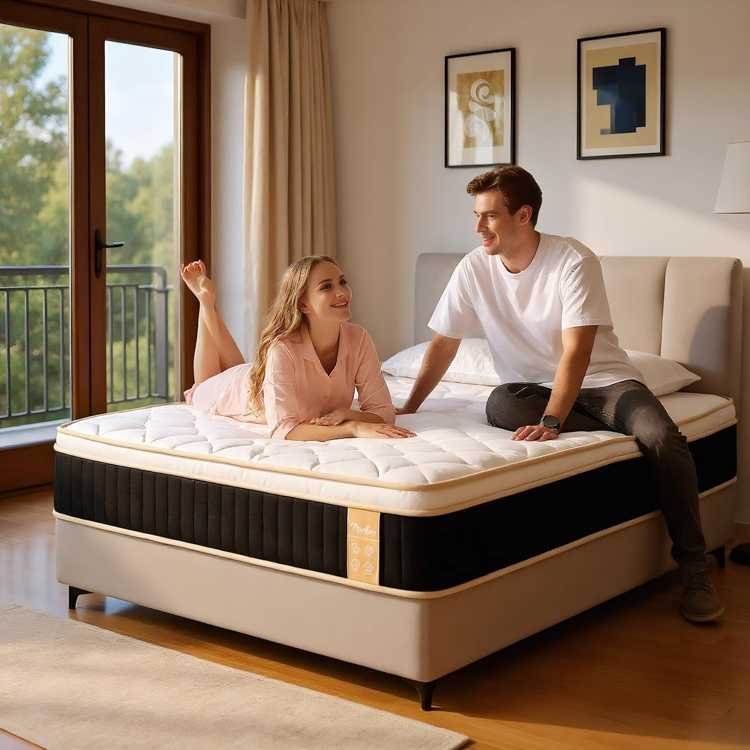 14″ Queen Hybrid Mattress – Medium Firm, Memory Foam & Pocket Springs, Breathabl