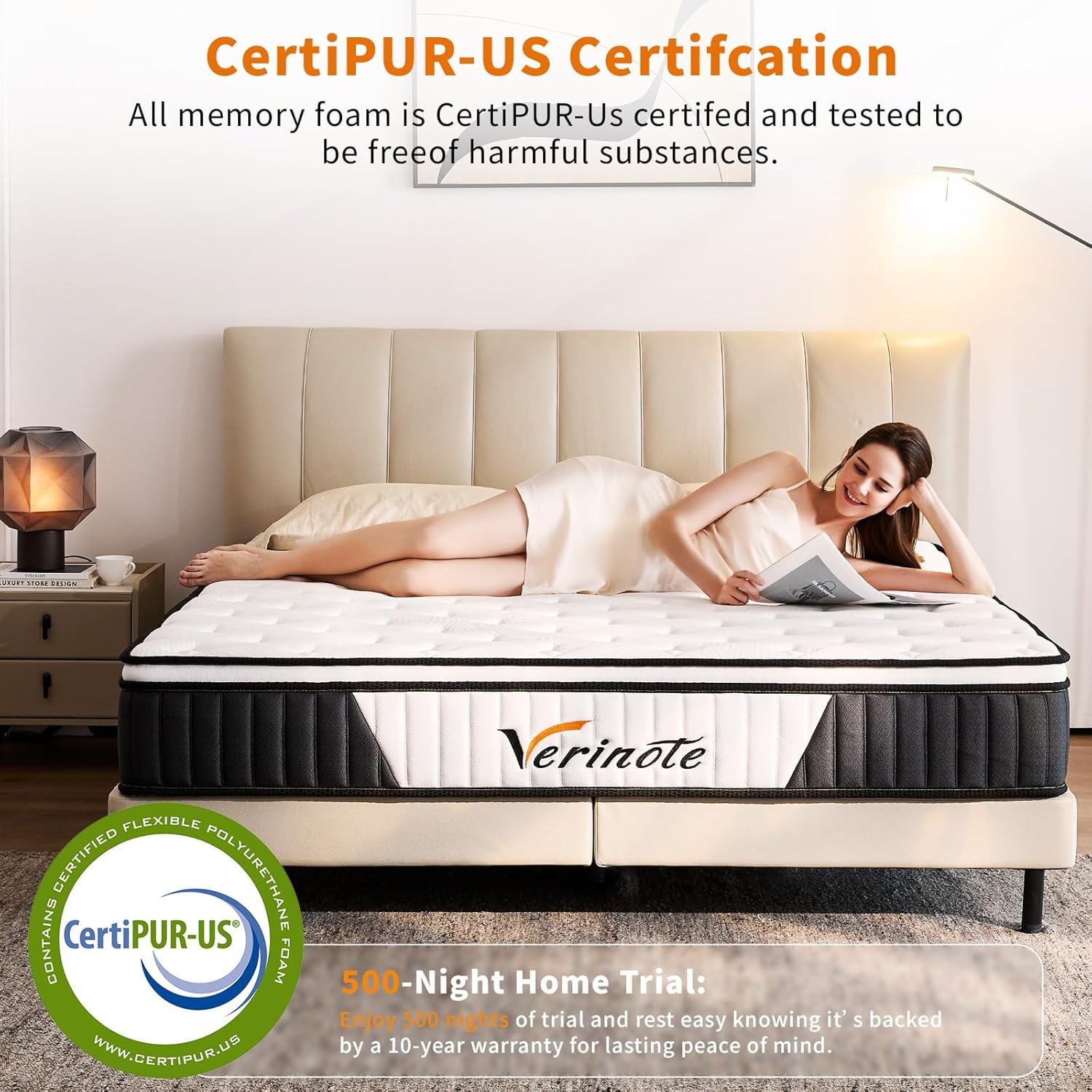 12″ Medium Firm Hybrid Mattress – Memory Foam & Pocket Springs, 500 Nights!