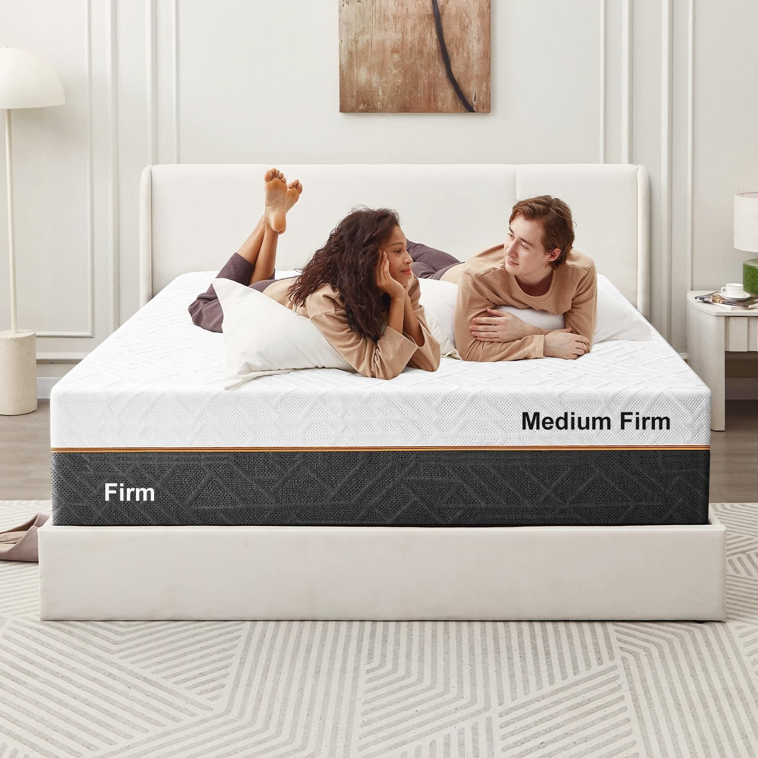 Firm Queen Mattress Dual Firmness: 2 Bonus Pillows, Double Sleep Flippable Me…