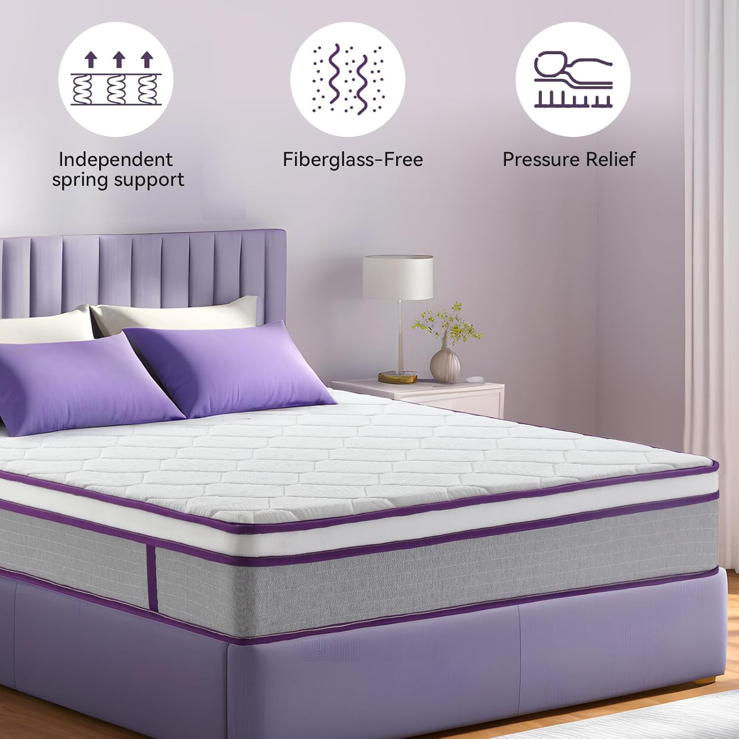 Queen Mattress, 12 Inch Hybrid Mattress with Gel Memory Foam and Pocket Spring,