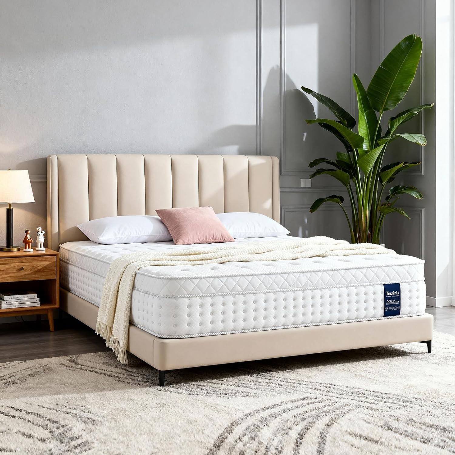 14 Inch Queen Mattress, Plush Hybrid Mattresses with Gel Memory Foam in a Box, I