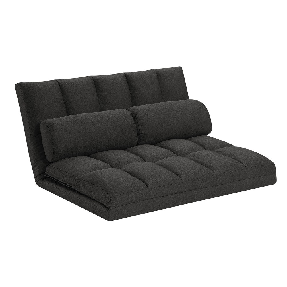 3 Fold Sofa Bed Folding Mattress with 2 Pillows Black High Density Foam Filling