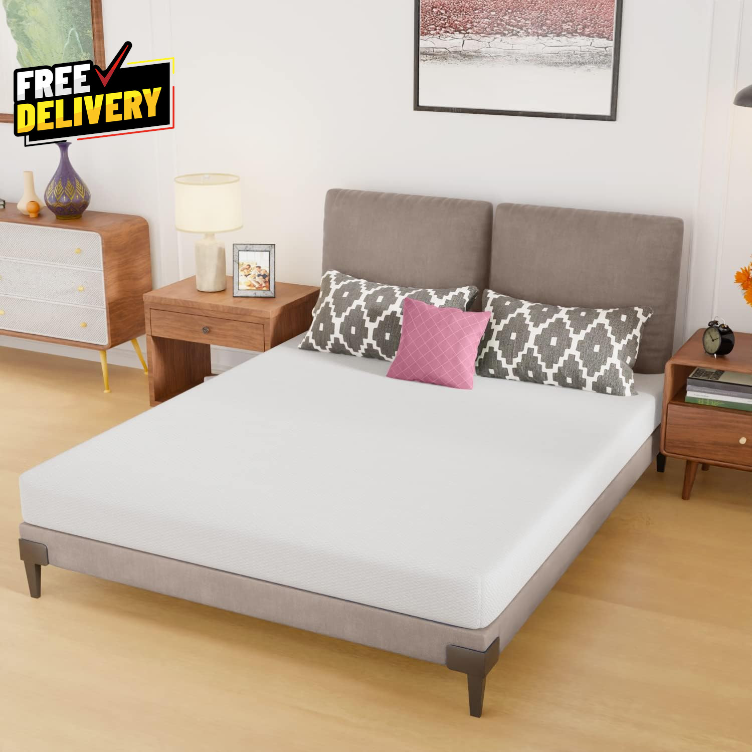 6 Inch Queen Mattress Medium Firm Base Foam Mattress Removable Washable Zipper..