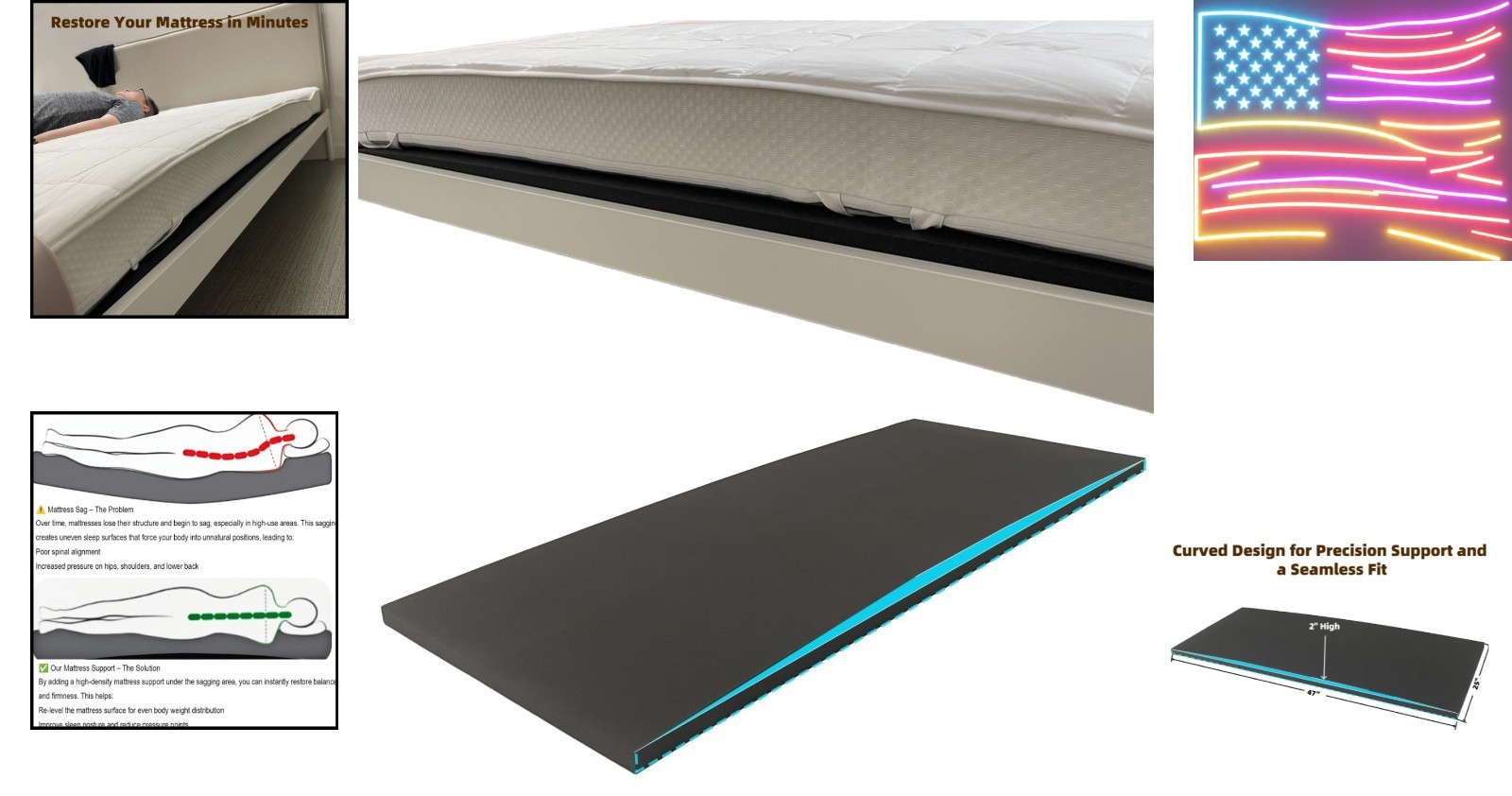 Sagging Mattress Support 47″ x 25″ x 2″ – 50D High-Density Foam Under Mattres…