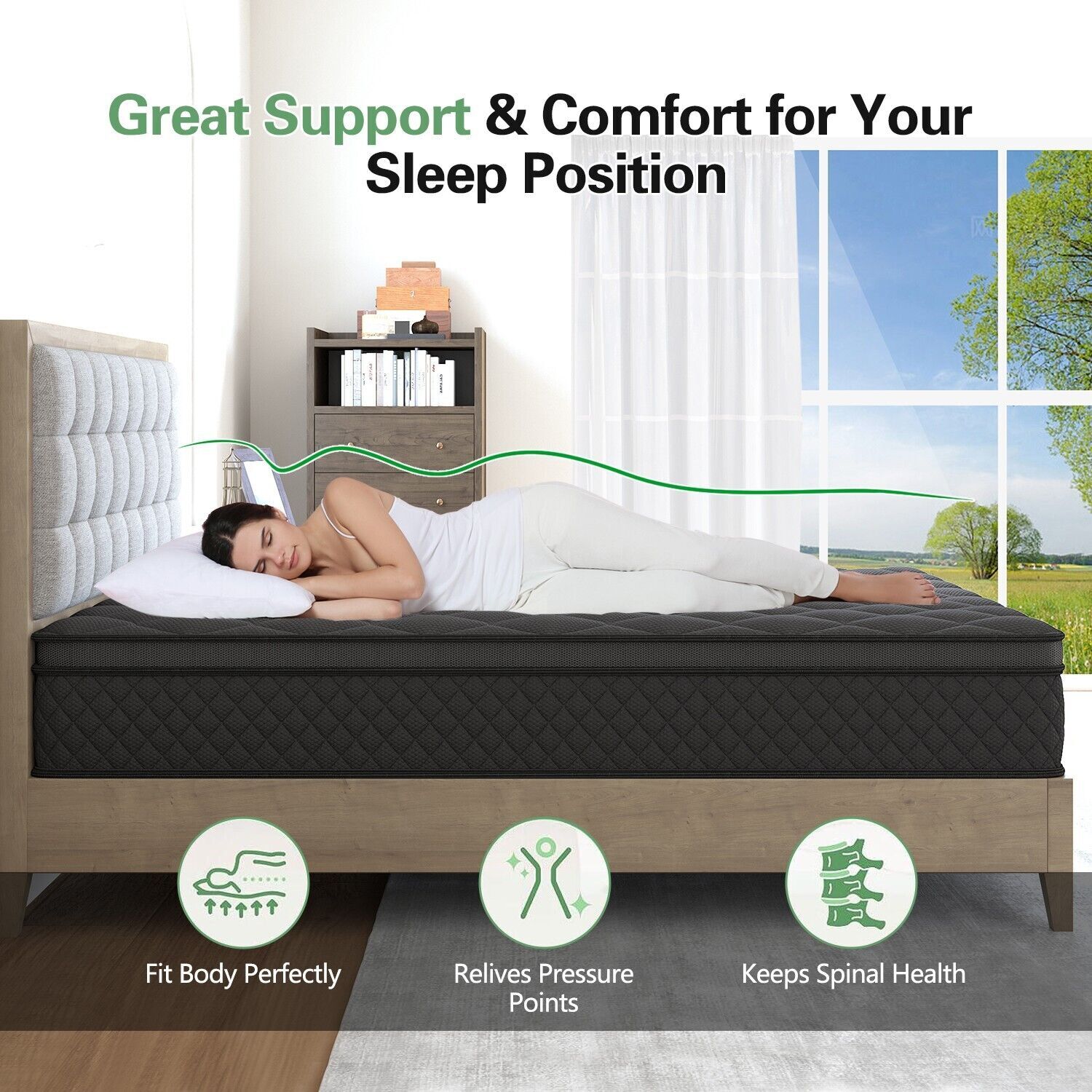 10″ 12″ 14″ Gel Memory Foam Mattress Twin Full Queen King Hybrid Spring In A Box