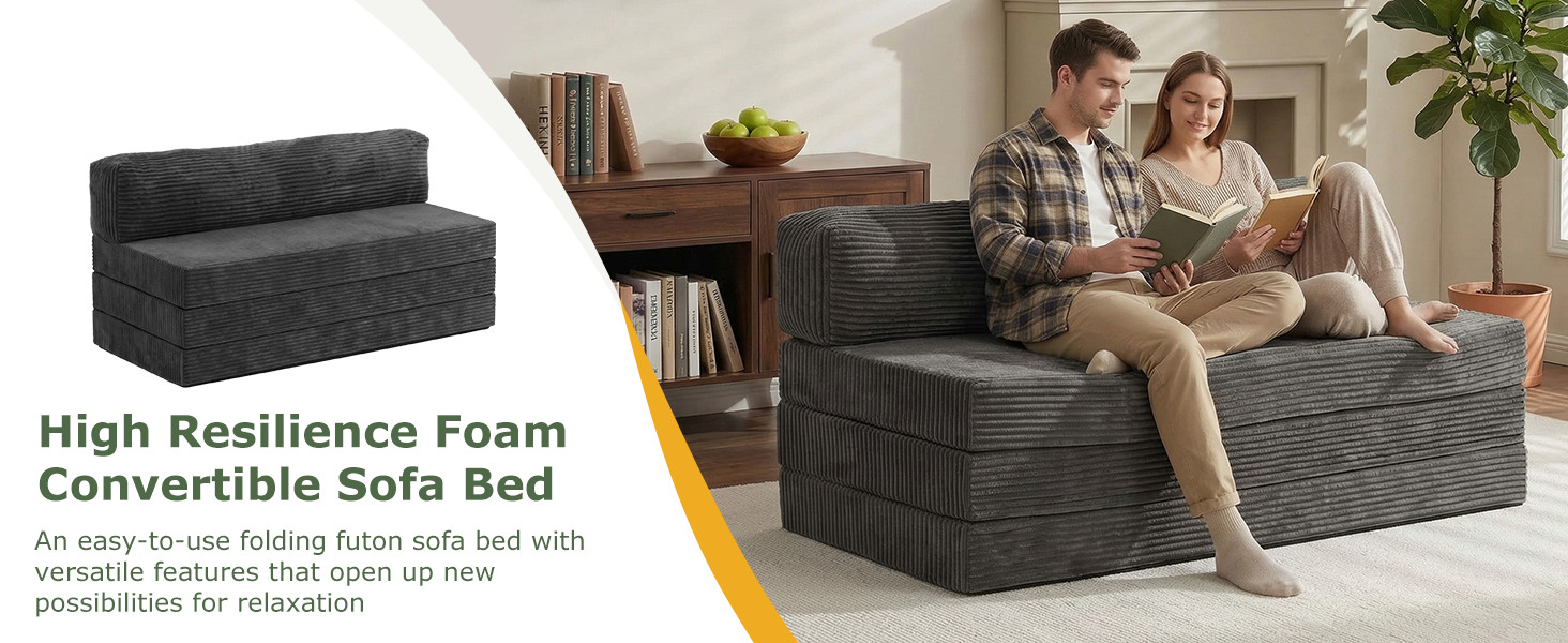 6 inch Tri-Folding Mattr Full Size, Convertible Sofa Bed Foldable