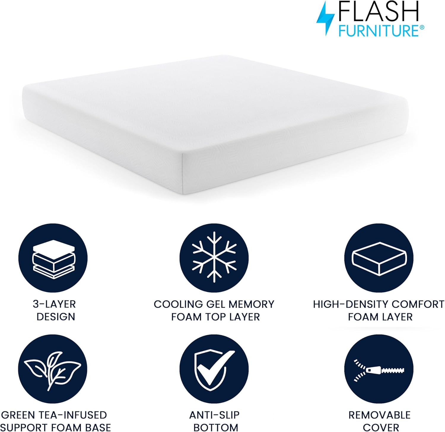 Cloud 3-Layer Memory Foam Mattress, Cooling Gel, Green Tea Infusion, Certipur-Us