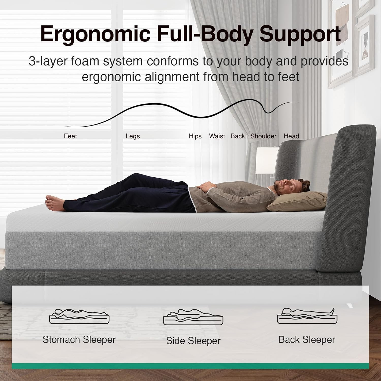 14 Inch King Size Mattress, Gel-Infused Bliss Cooling King Memory Foam Mattress