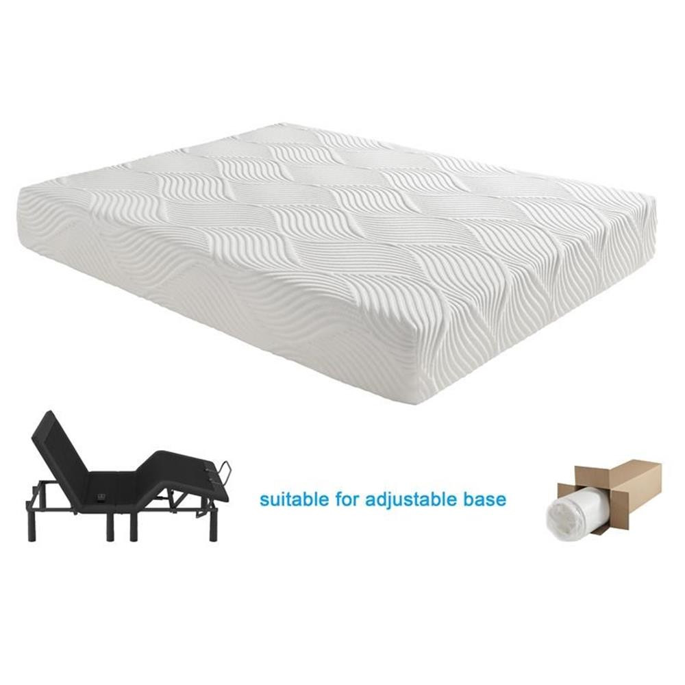 Pemberly Row 10″ Modern Fabric Full Gel Memory Mattress in White