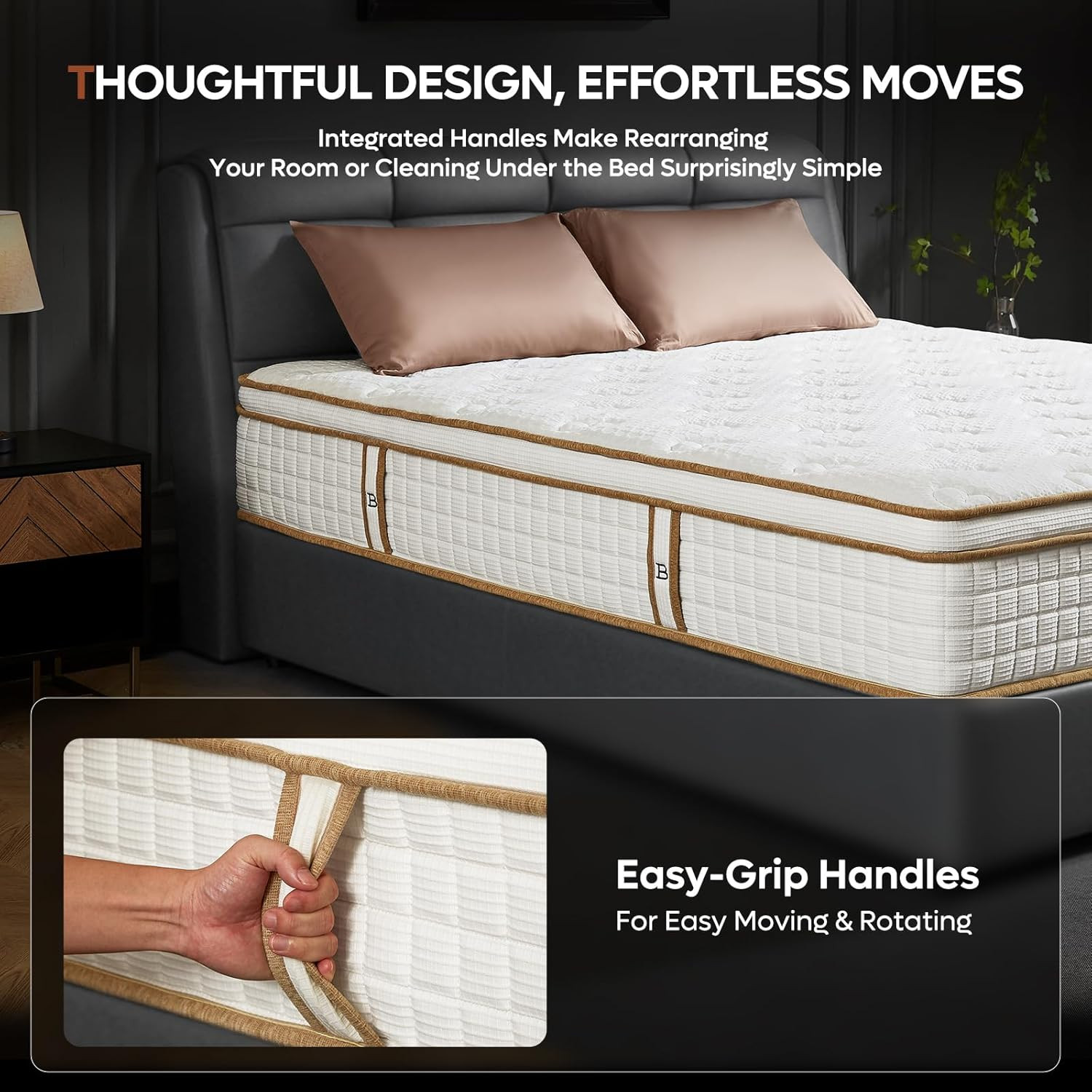 Queen Mattress 12 Inch, Hybrid Mattress in a Box with Cooling Tencel Cover, Fibe