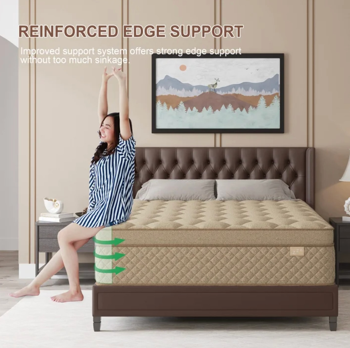 12″ Colchones Queen Size De Espuma 12 Pulgadas Gel Memory Foam Hybrid Mattress
