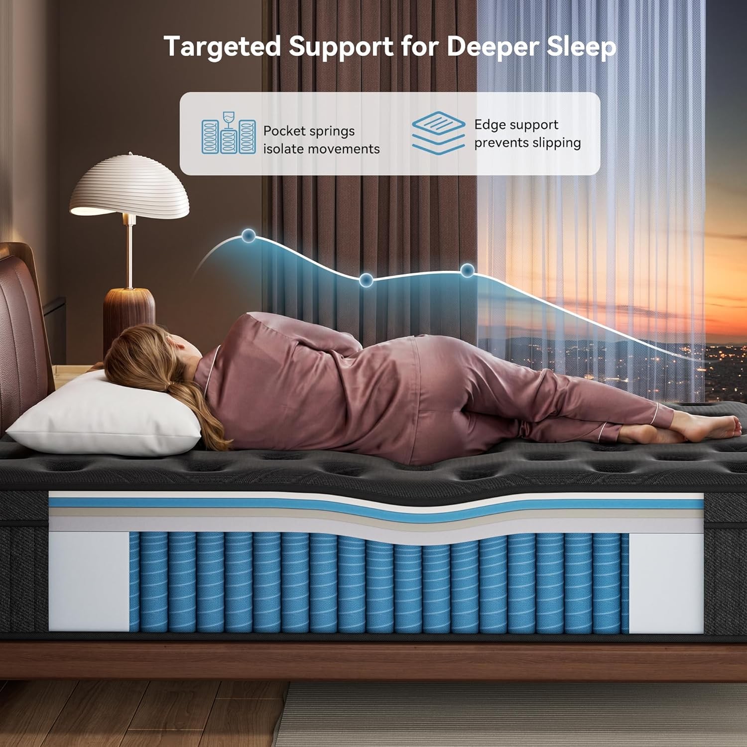Twin Mattress 10 Inch Springs Matress Bed in a Box Soft & Breathable Pressure