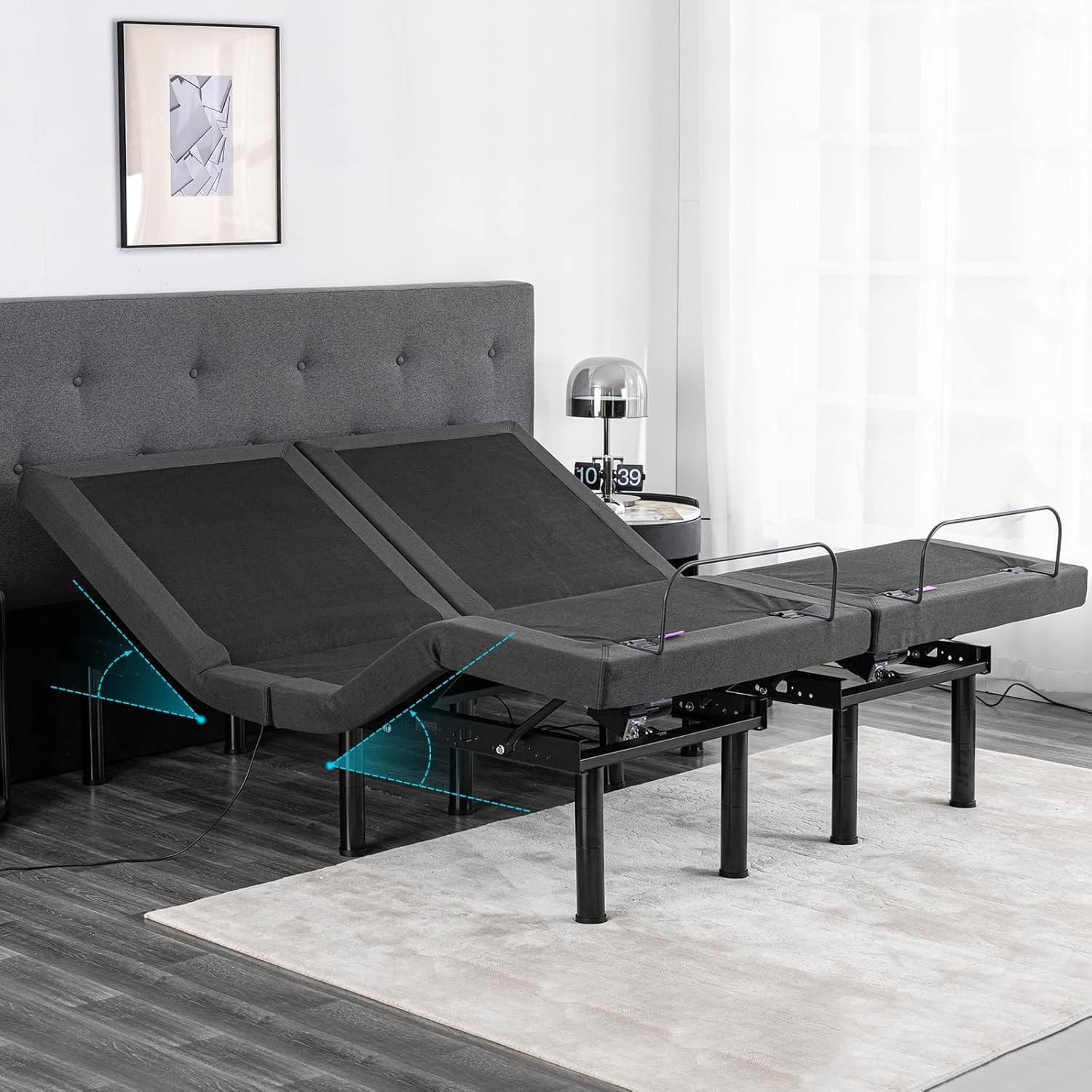 Split King Adjustable Bed Base & 14″ Gel Memory Foam Mattress with Remote