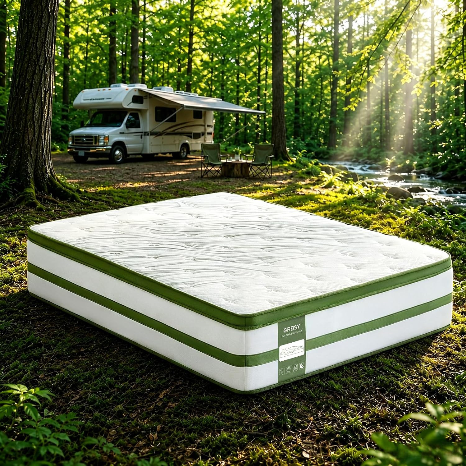 14 Inch RV Mattress Short Queen, Hybrid Memory Foam, Cooling Bamboo