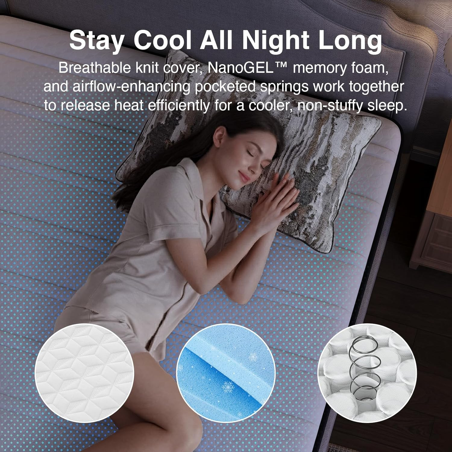 12″ Cooling Hybrid King Mattress with Gel Foam & Motion Isolation
