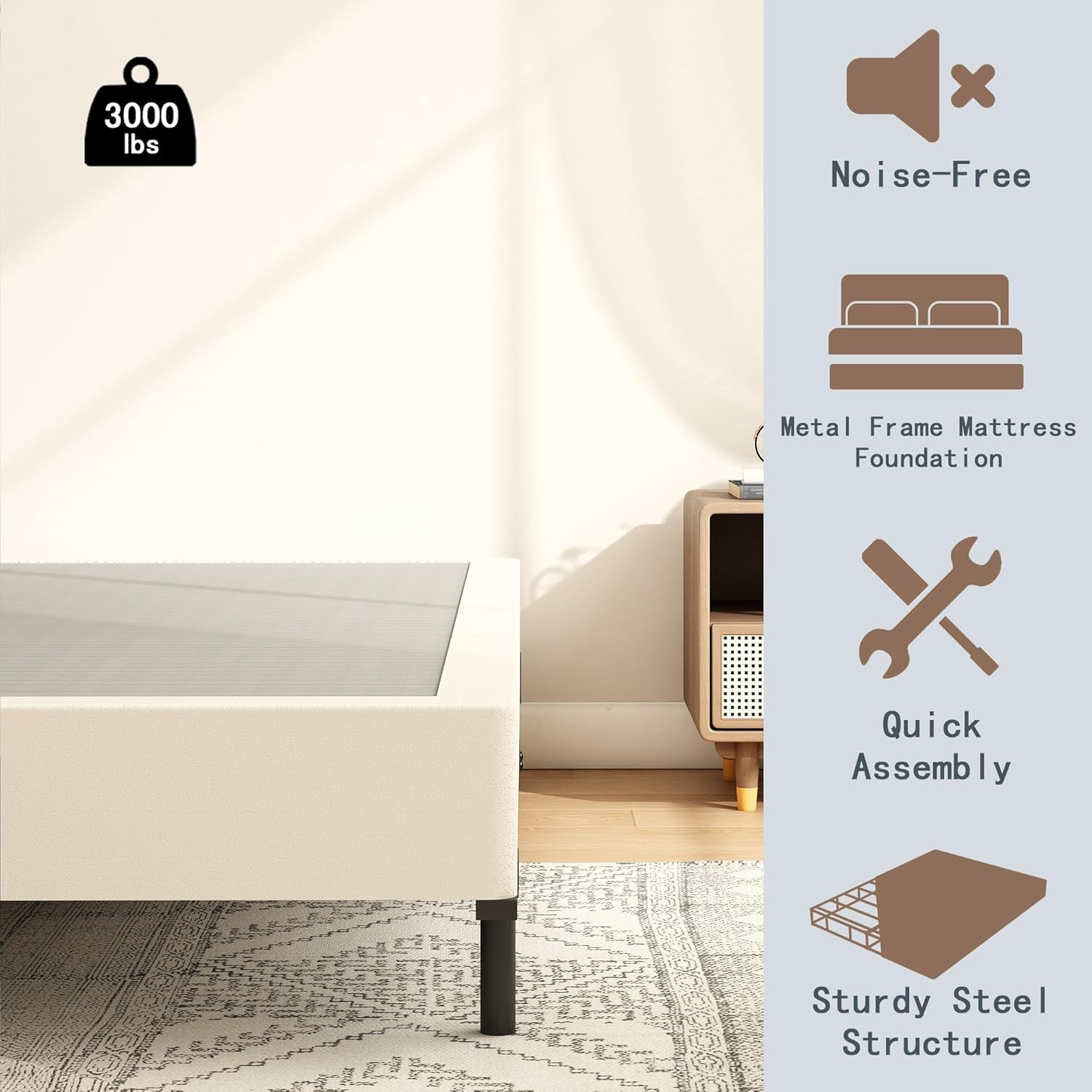 Queen Box Spring 9 Inch, Heavy Duty Mattress Boxspring Foundation, Sturdy Queen