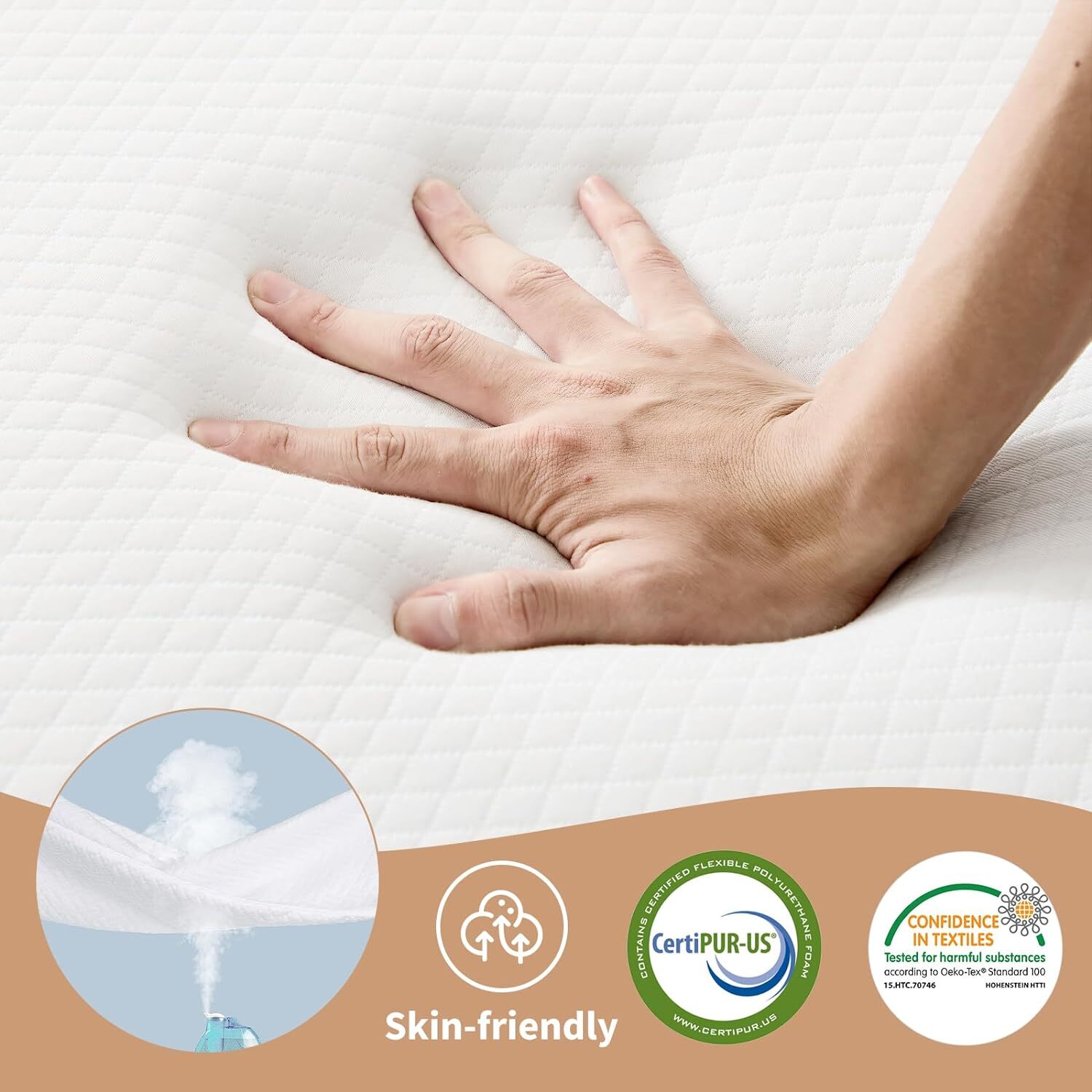 4inch Tri-Fold Memory Foam Mattress Topper with Washable Cover Folding Mattress
