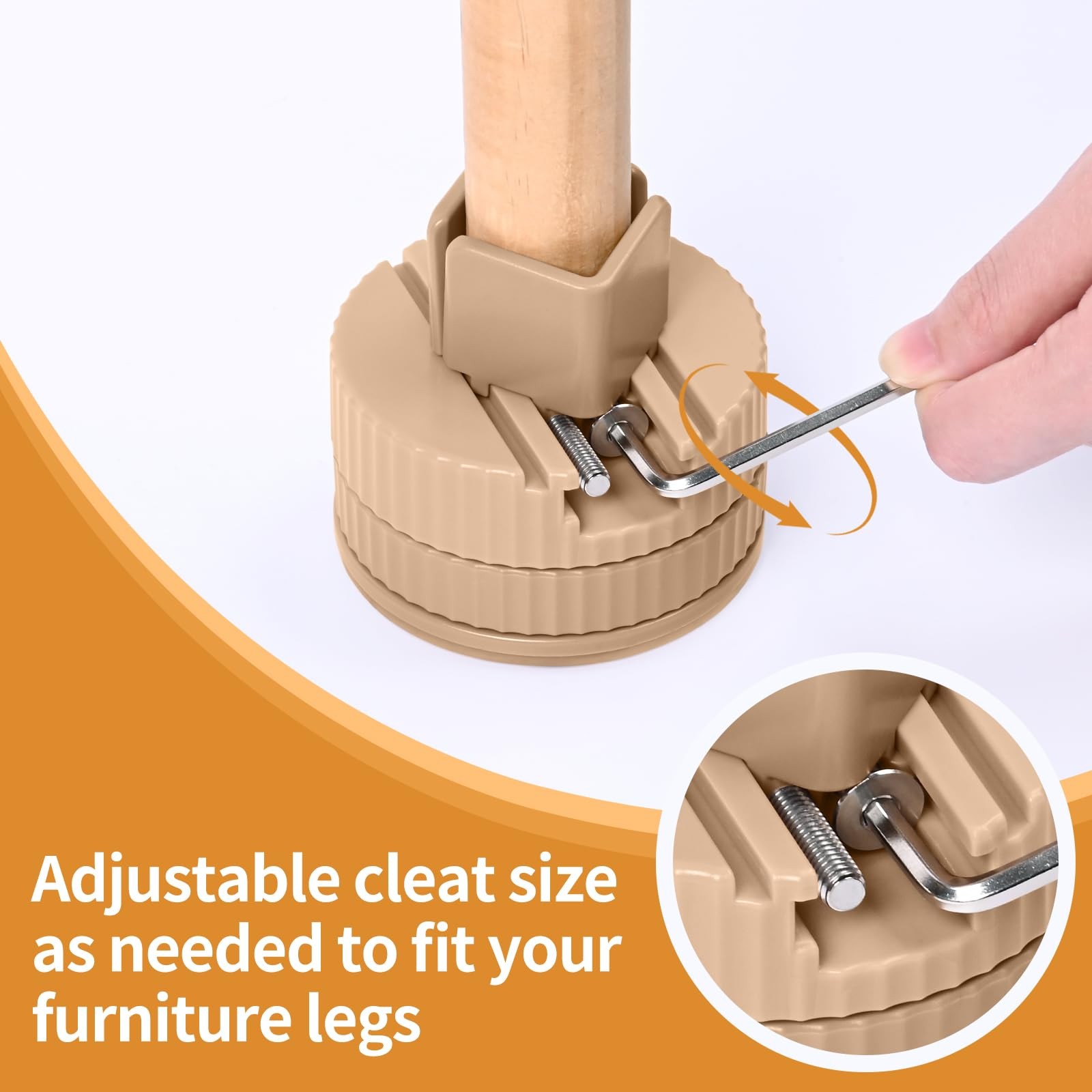 Jedroc Adjustable Bed Risers Furniture – 4 Pack Right Angle, Brown