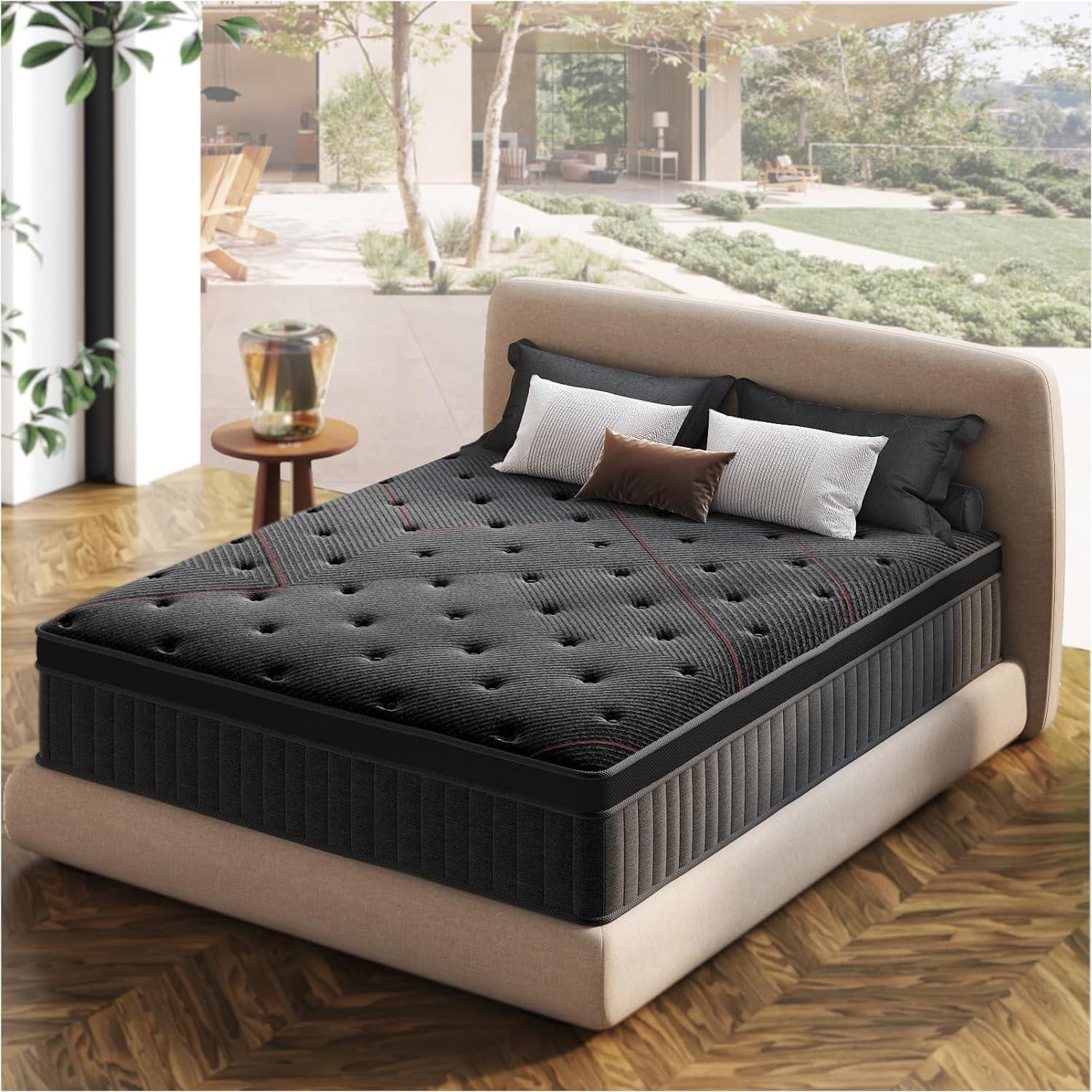 Aura-Pro Queen Size Cooling Gel Memory Foam Mattress with Pocket Coils, 12 Inch