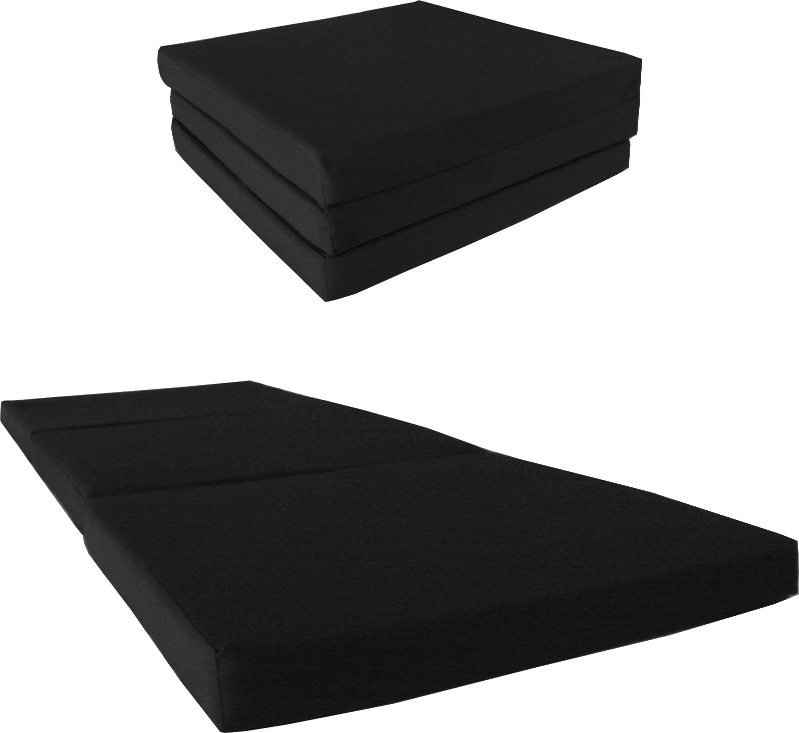 Trifold Foam Beds 3x27x75, Foam Density 1.8 lbs, Portable Folding Mats, Black