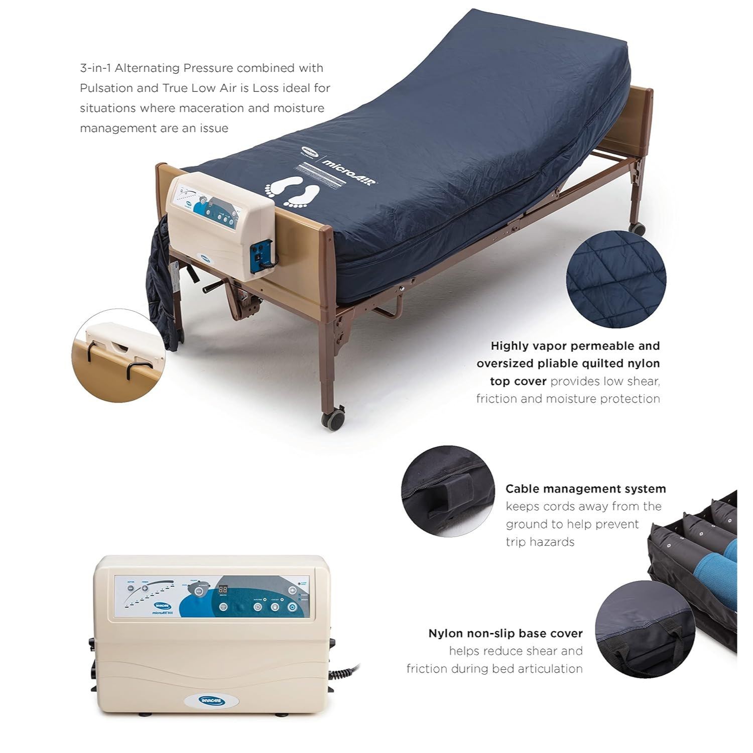 Invacare microAIR Advanced Alternating Pressure Low Air Loss Mattress, 600lb
