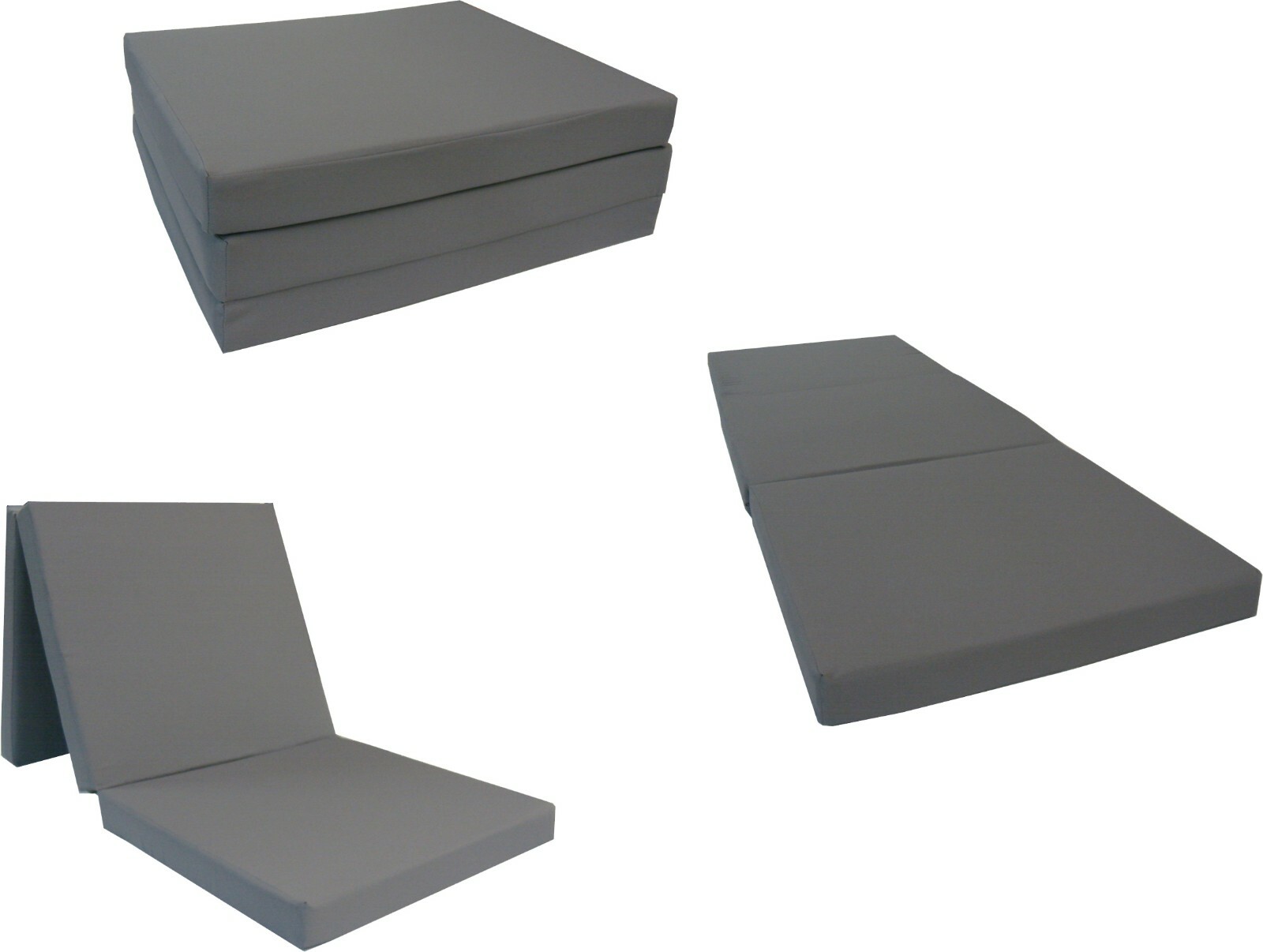 Shikibuton Trifold Foam Beds 1.8 lbs Density, Portable Mats 3x27x75, Gray