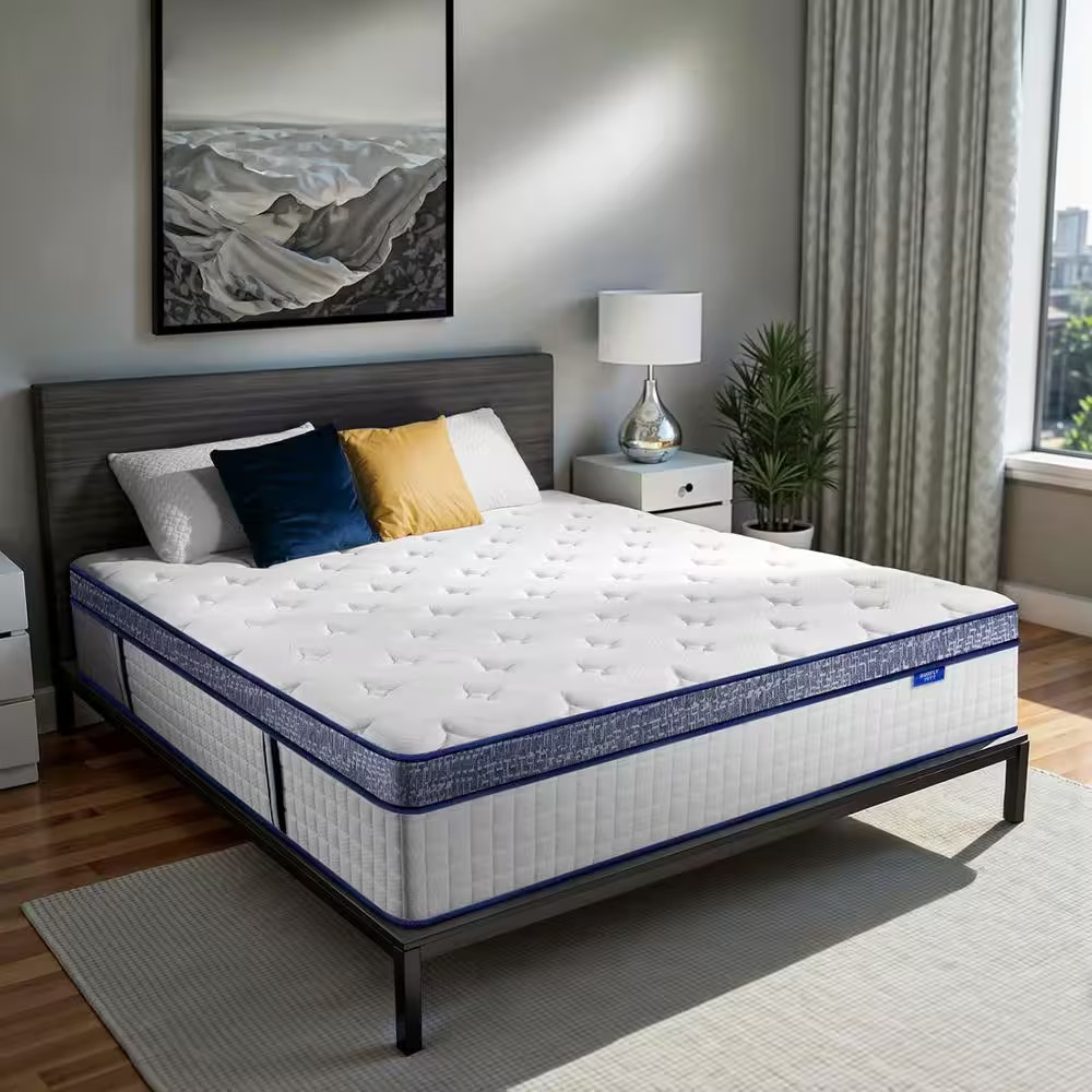 Twin Size Medium Hybrid Memory Foam 8 In. Individual Pocket Spring Support and B