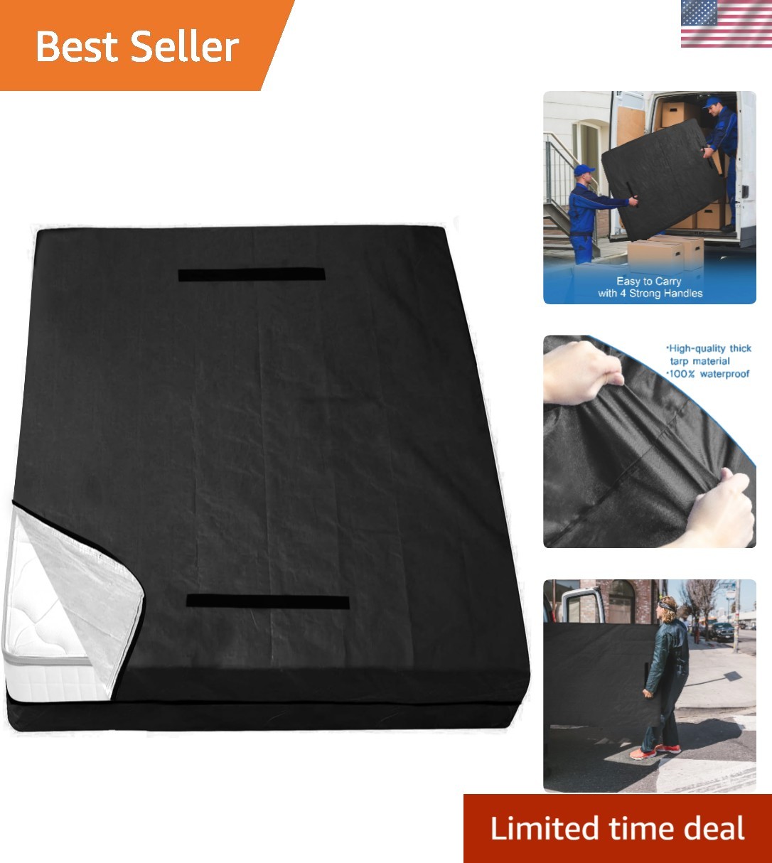 Reusable Waterproof Mattress Bag for Moving – Queen Size with Strong Zipper