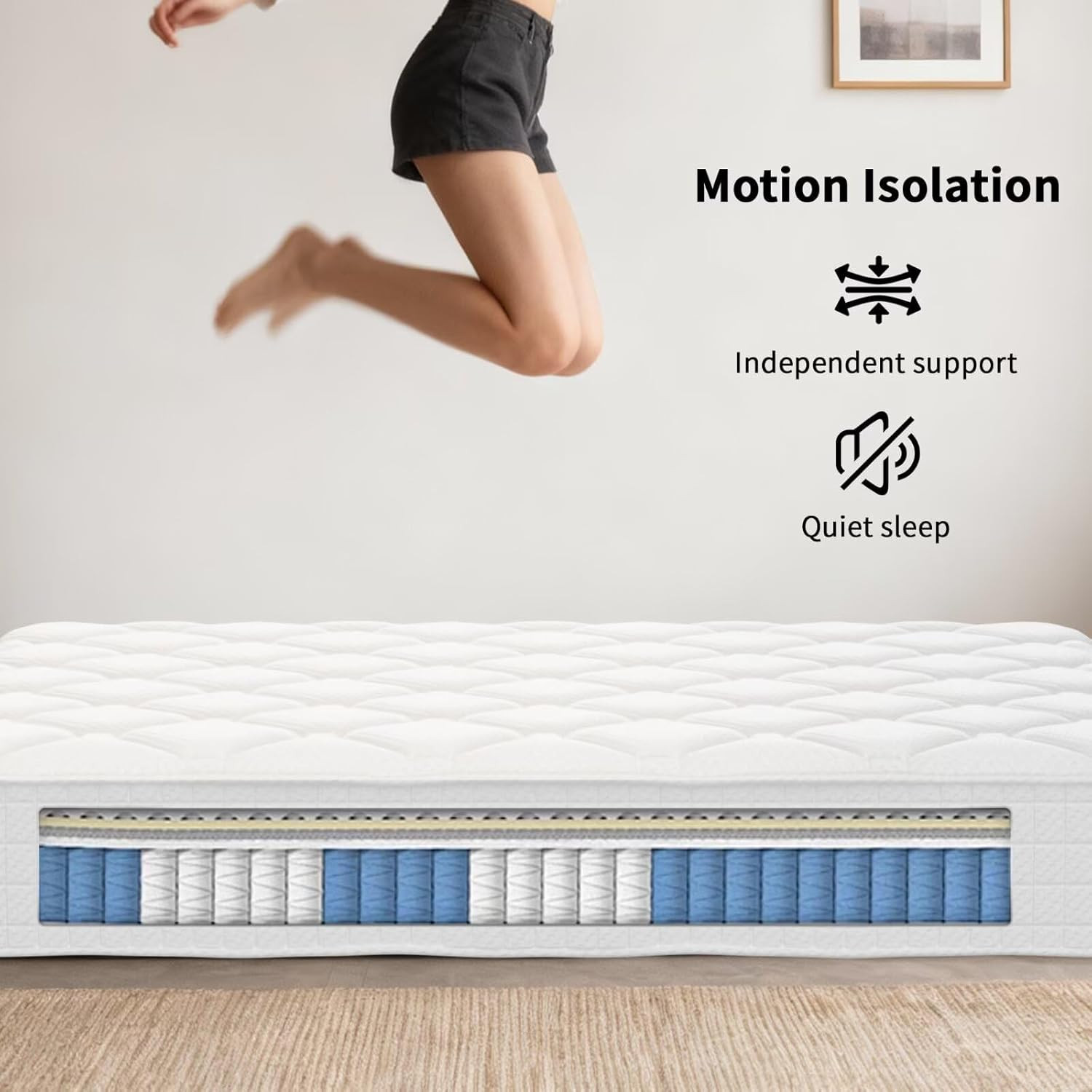 Twin Mattress 10 Inch Hybrid Mattress, Cooling-Gel Memory Foam & Pocket Springs,