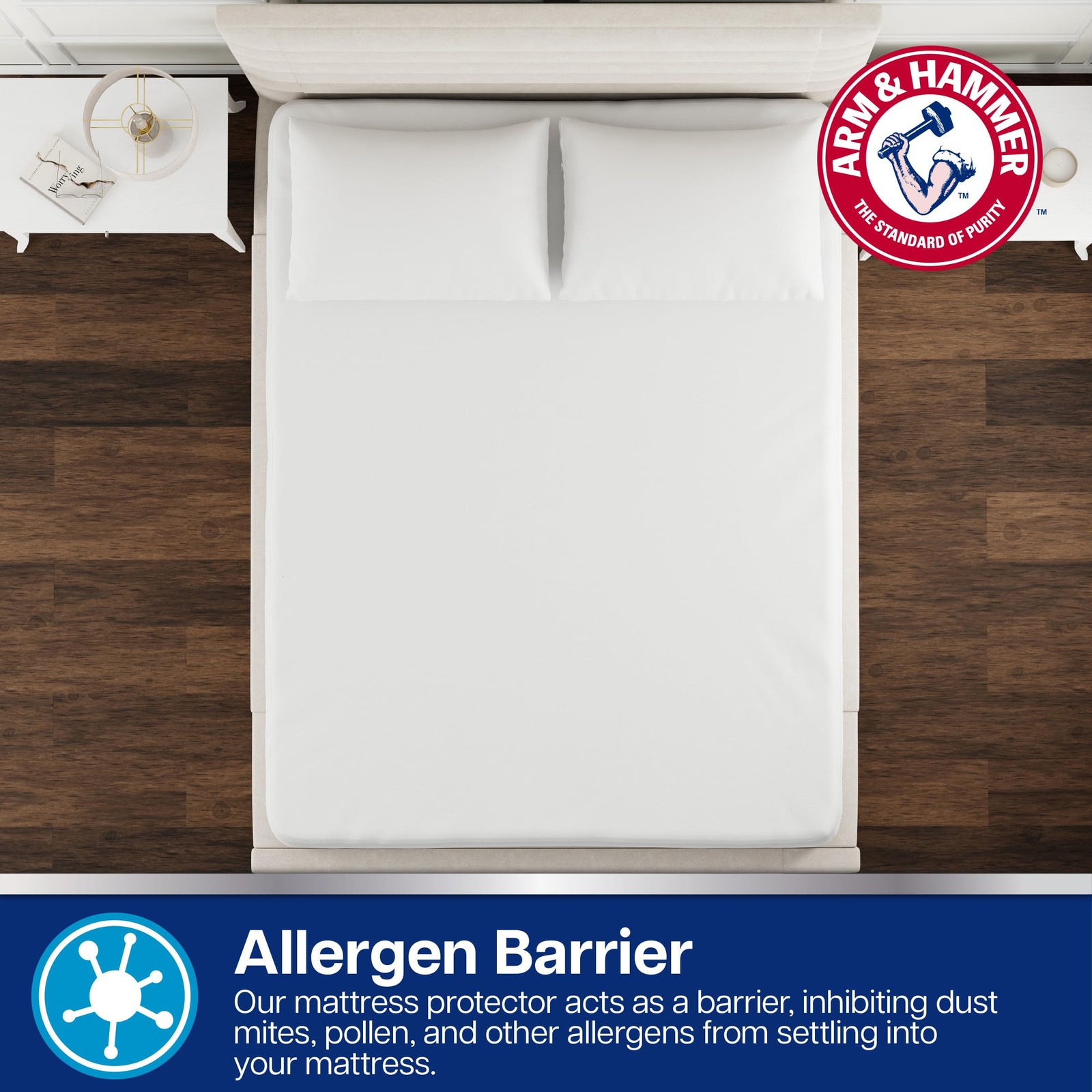 Arm & Hammer Cooling Comfort Fitted Mattress Protector, Twin Twin, White
