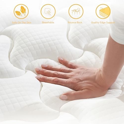 14″ King Size Mattress – Medium Firm Cooling Gel Memory Foam & Pocket Coils, Pre