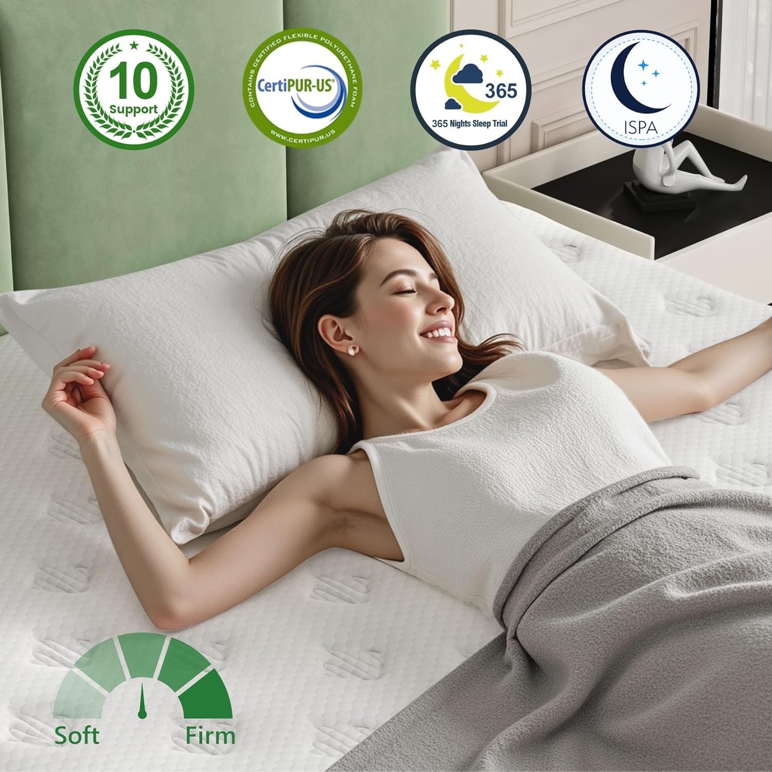 California King Size Mattress,14 Inch Gel Memory Foam Hybrid Mattress in a Box,M