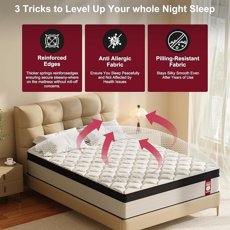 10 Inch Full Mattress Cooling Motion Isolation Edge Support Firm Sleep Comfort
