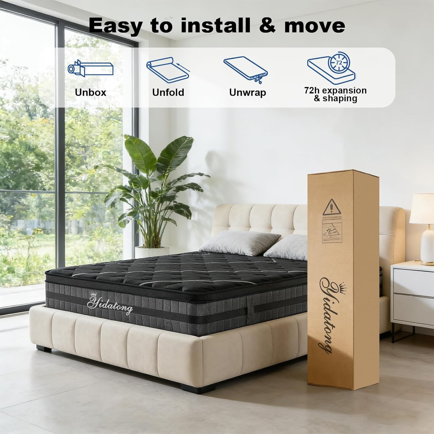 Full Size Mattress, 12 in Gel Memory Foam Hybrid Double Bed Mattress