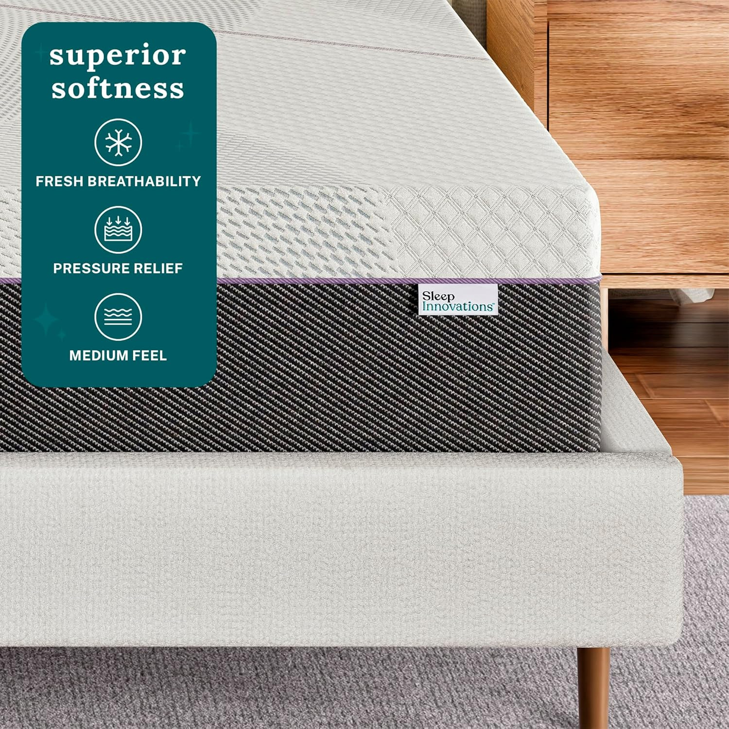 Shiloh 14 Inch Green Tea Memory Foam Mattress, Queen Size, Bed in a Box, Medium