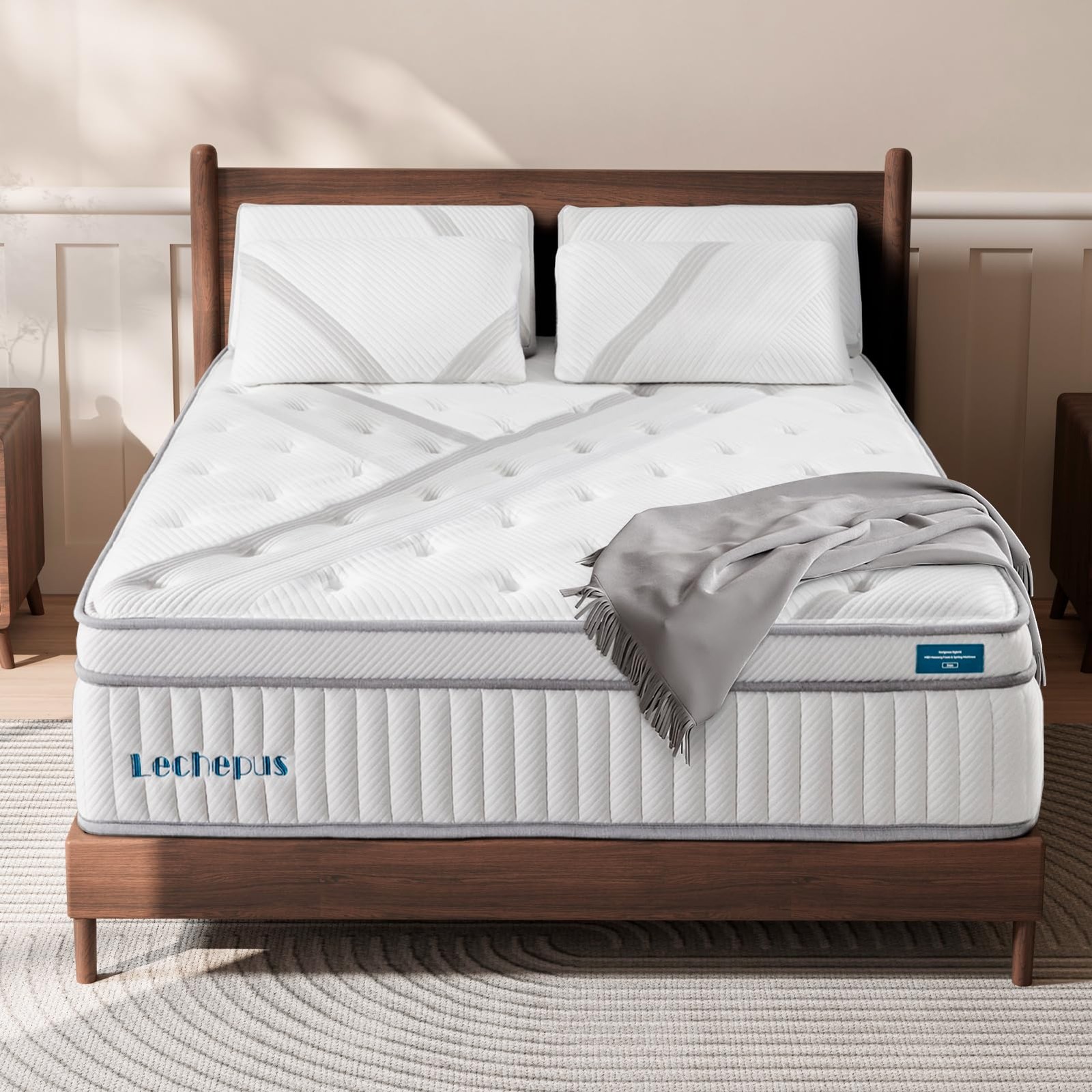 Queen Mattress, Lechepus 14Inch Medium Plush Queen Size Mattress in , Hybrid …