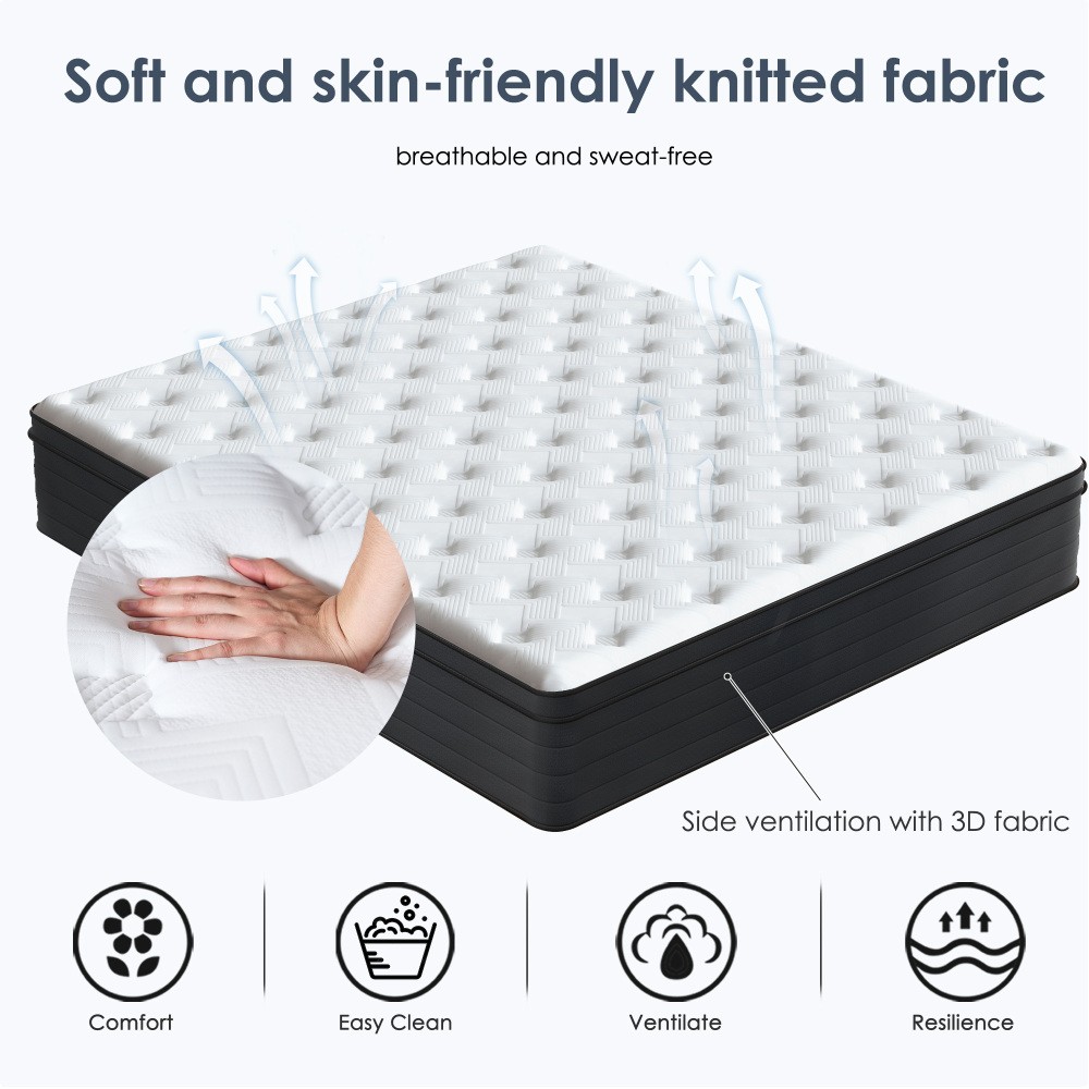 12″ Queen Hybrid Mattress, Medium Firm with Pocket Springs, CertiPUR-US