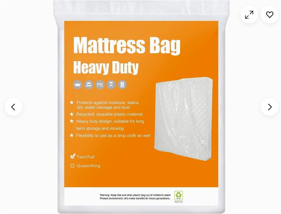2-Pack 5 Mil Transparent Mattress Bags for Twin/Full Heavy Duty BYSURE