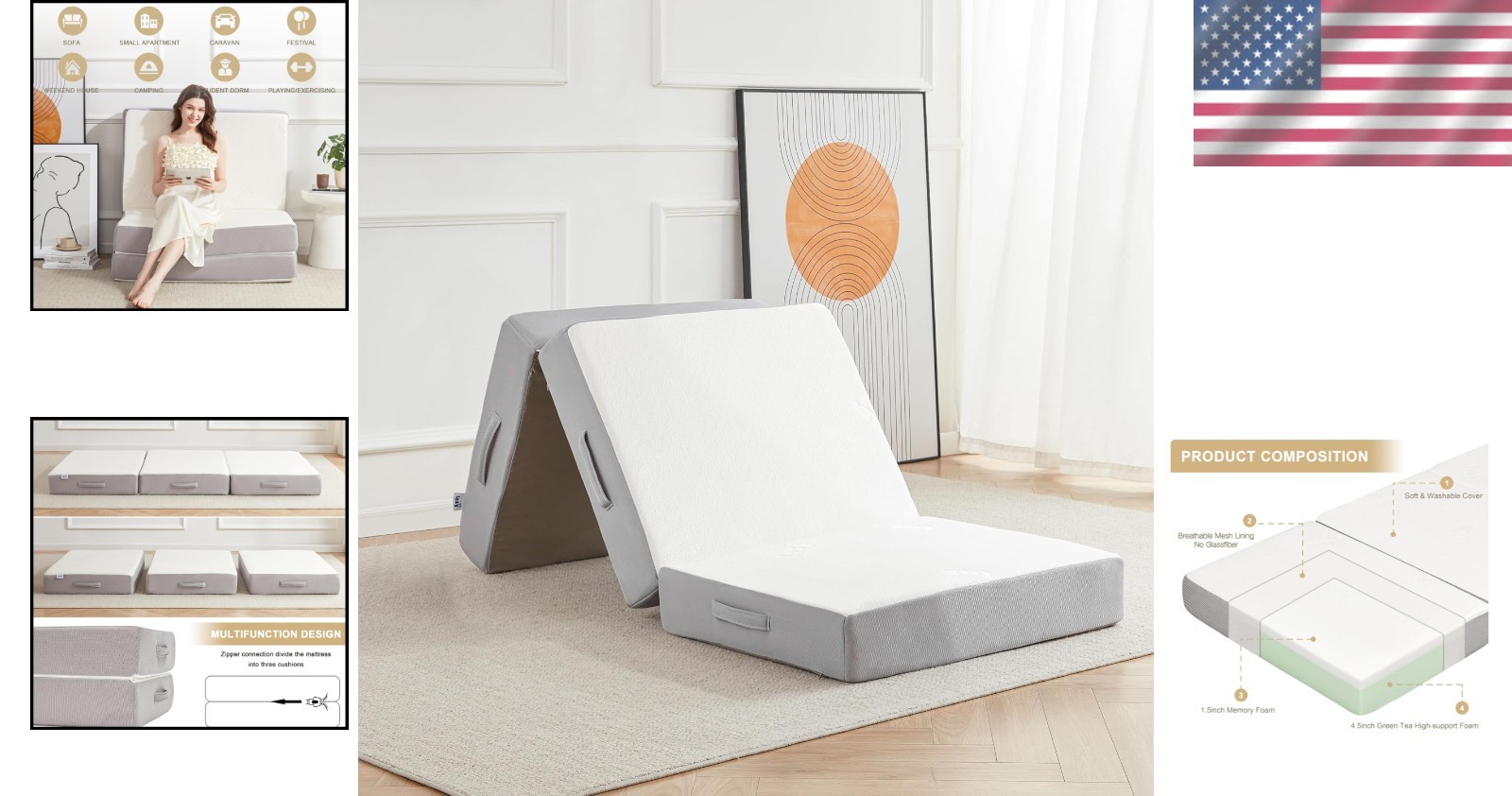 Durable 6 Inch Single Foldable Mattress – Guest Bed, Camping