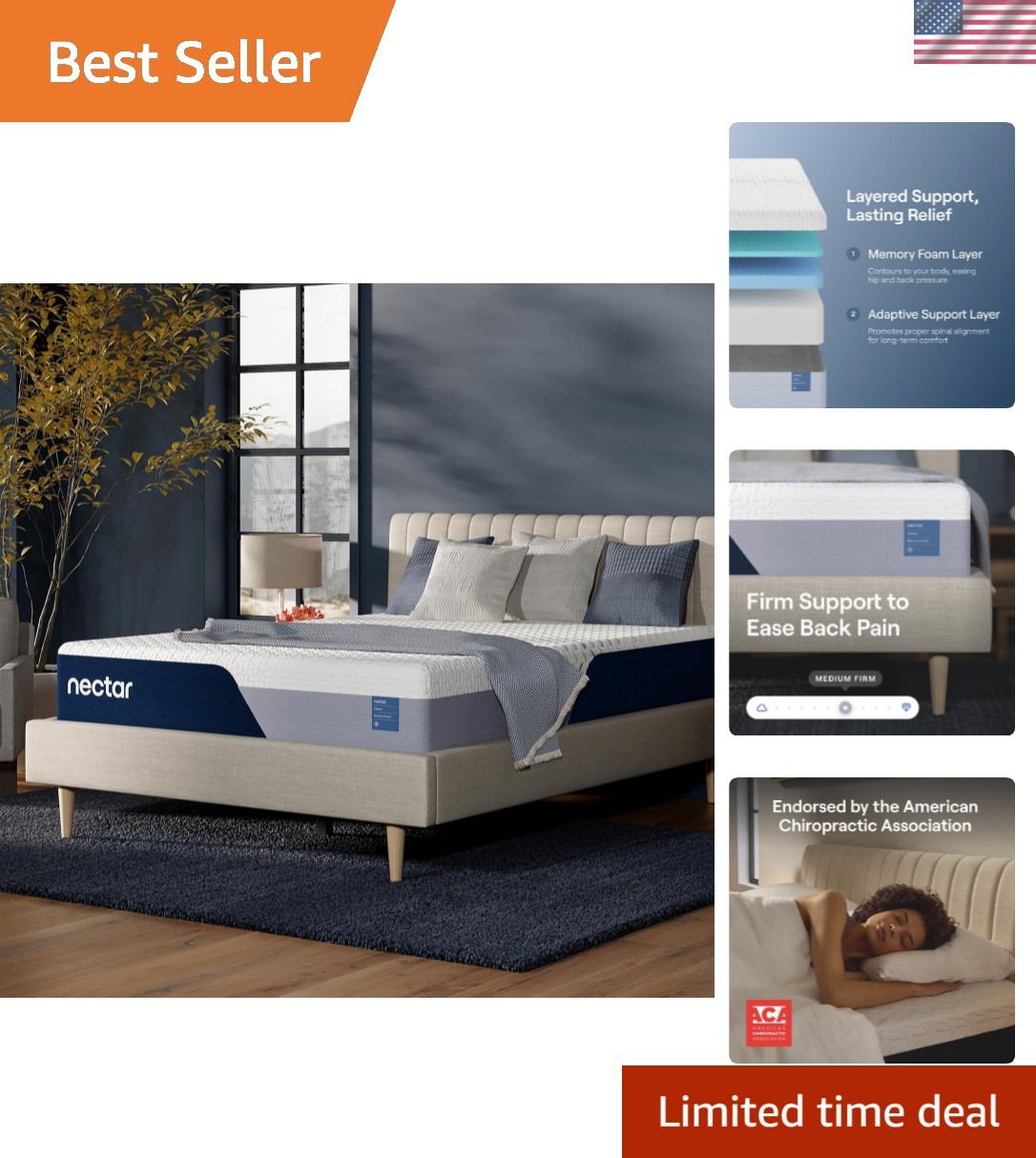 Classic 12” Queen Mattress – Medium Firm – Contouring Memory Foam – Cooling T…