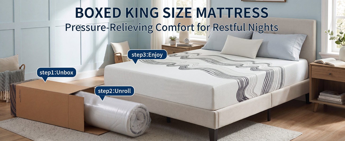 King Size Memory Foam Mattress 12 Inch for Cooling Night Sleep Comfort Support