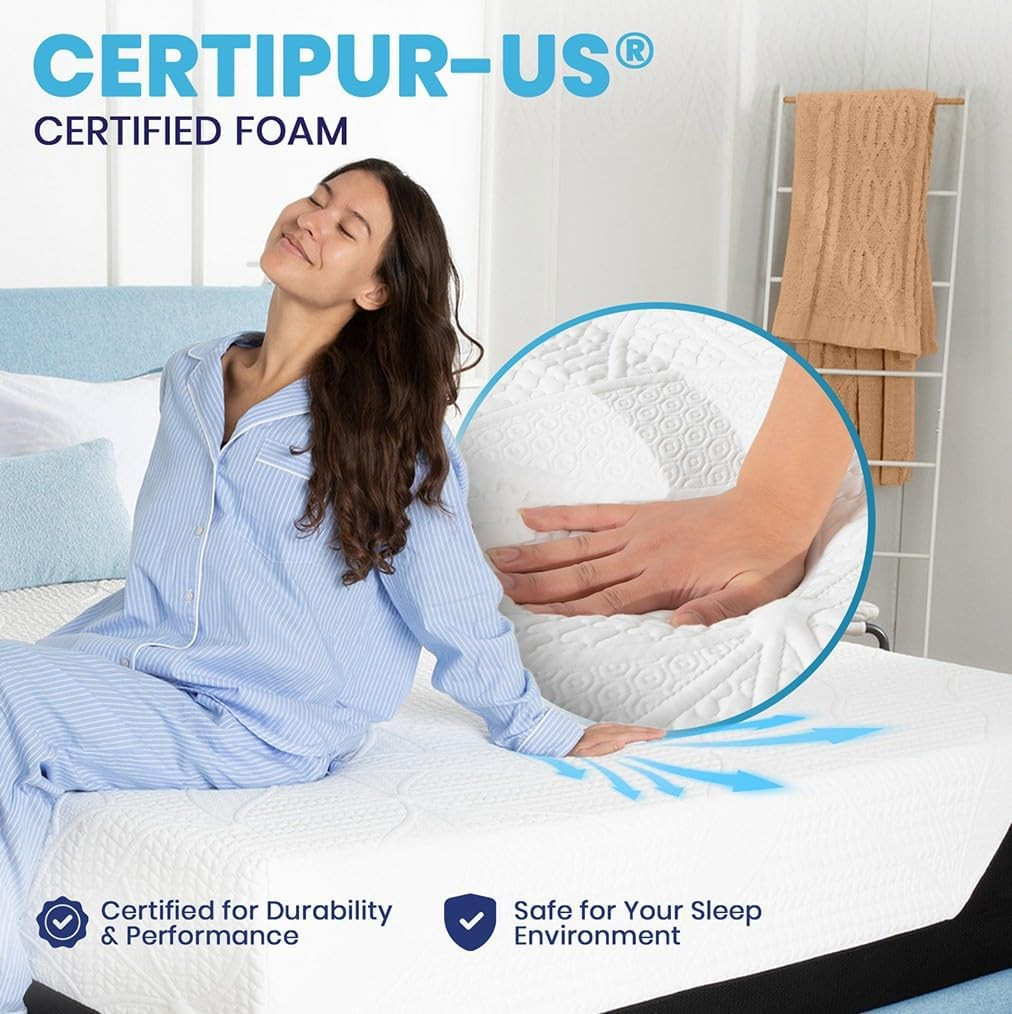 Classic Brands Chill Memory Foam 14-Inch Mattress with 2 BONUS Pillows |Certipu