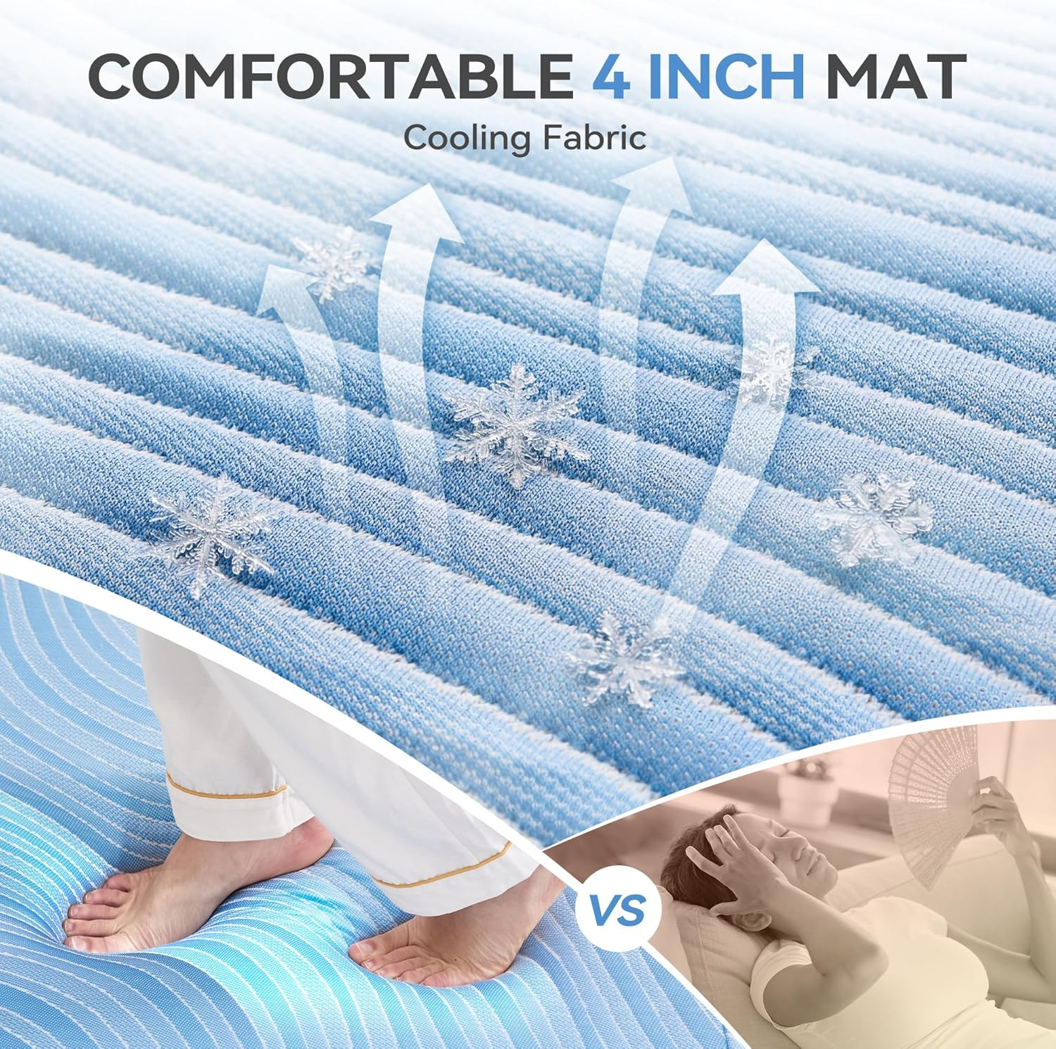 Foldable Trifold Tri Fold Portable Folding Mattress – 4 Inch Memory Foam & High