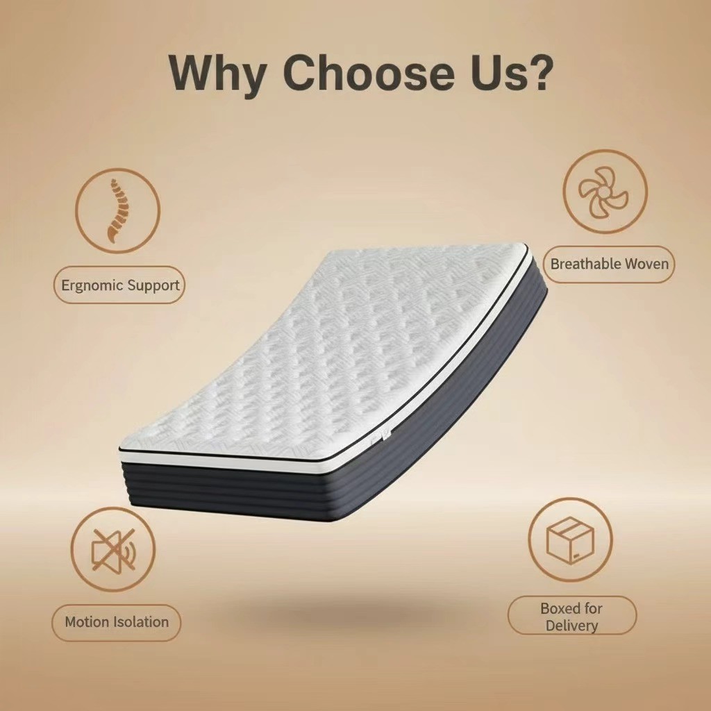 12″ Queen Memory Foam Hybrid Mattress Medium Firm Bed in a Box Pressure Relief