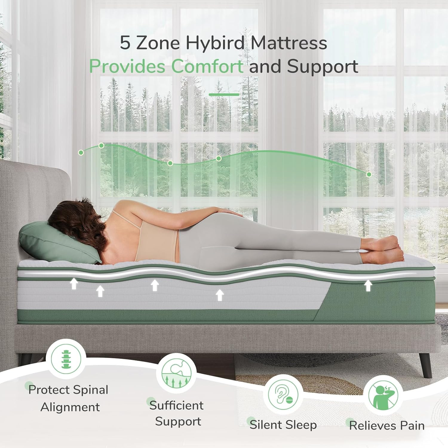 Queen Mattress & Metal Bed Frame Bundle – 12″ Hybrid with Storage